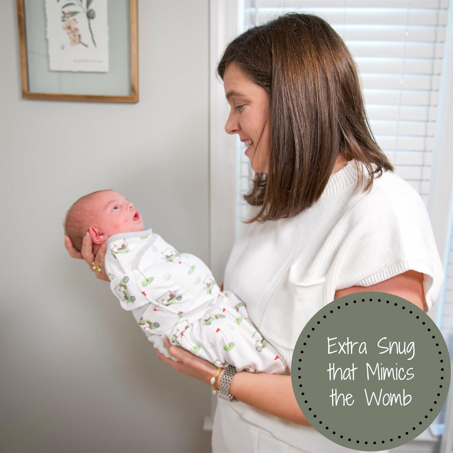 LollyBanks Baby Swaddles, 100% Organic Cotton Swaddles for Newborns Boys and Girls, 3-6 Months Swaddle Sacks with Easy Change Zipper, Swaddle Neutral Baby Registry (Golf Print)