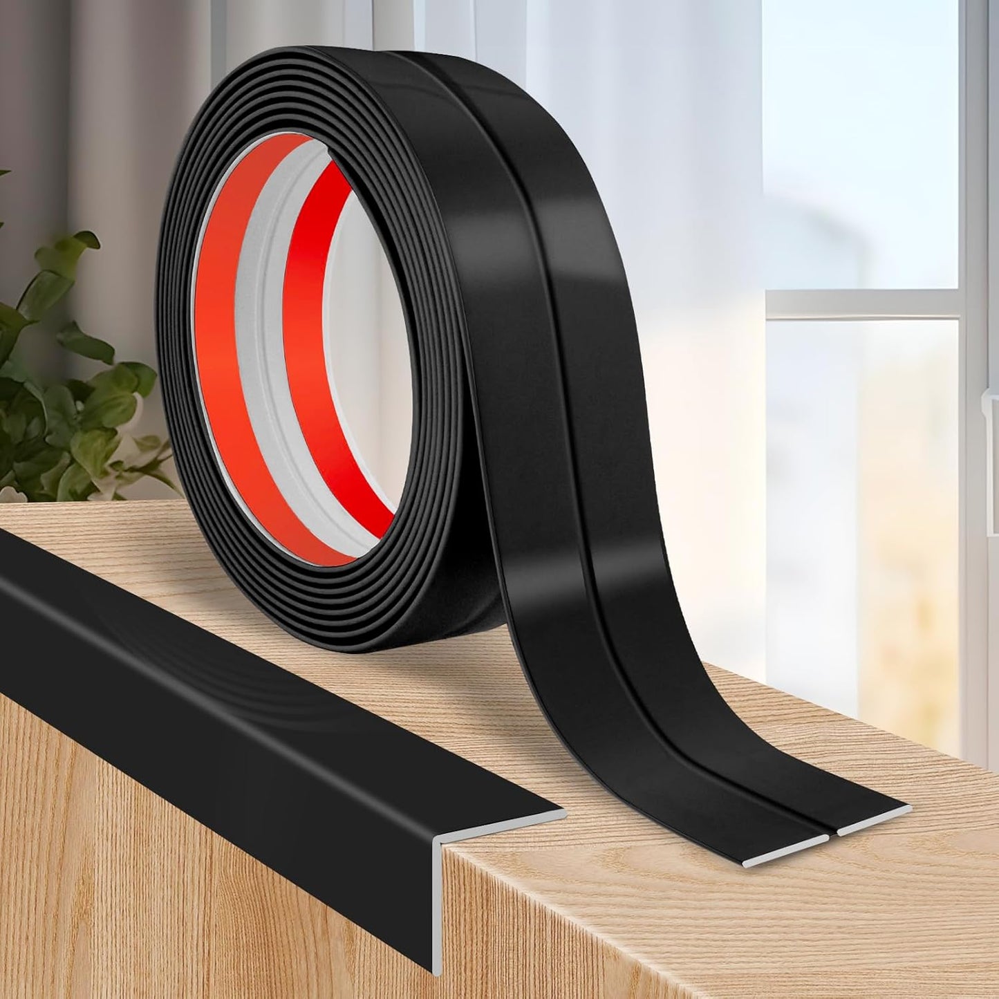 Flexible Wall Corner Protector Moulding Trim Peel and Stick Wall Corner Guards Edge Protector Self Adhesive Molding Trim Strip for Edge Ceiling (Black, 1.6 in x 10 Ft)