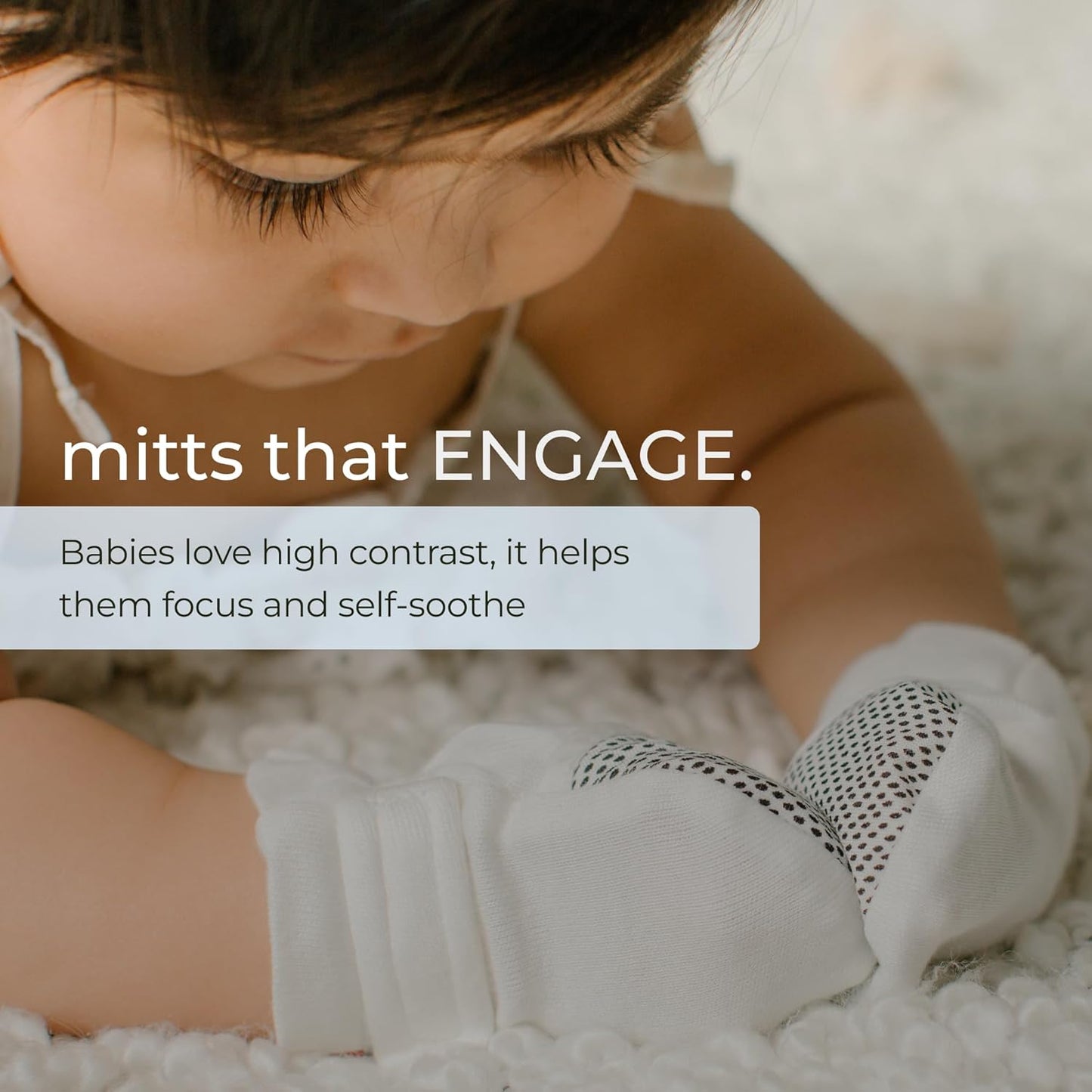 goumikids Viscose Made from Bamboo Cotton Stay-On Mitts, 3-6m Midnight Mitts