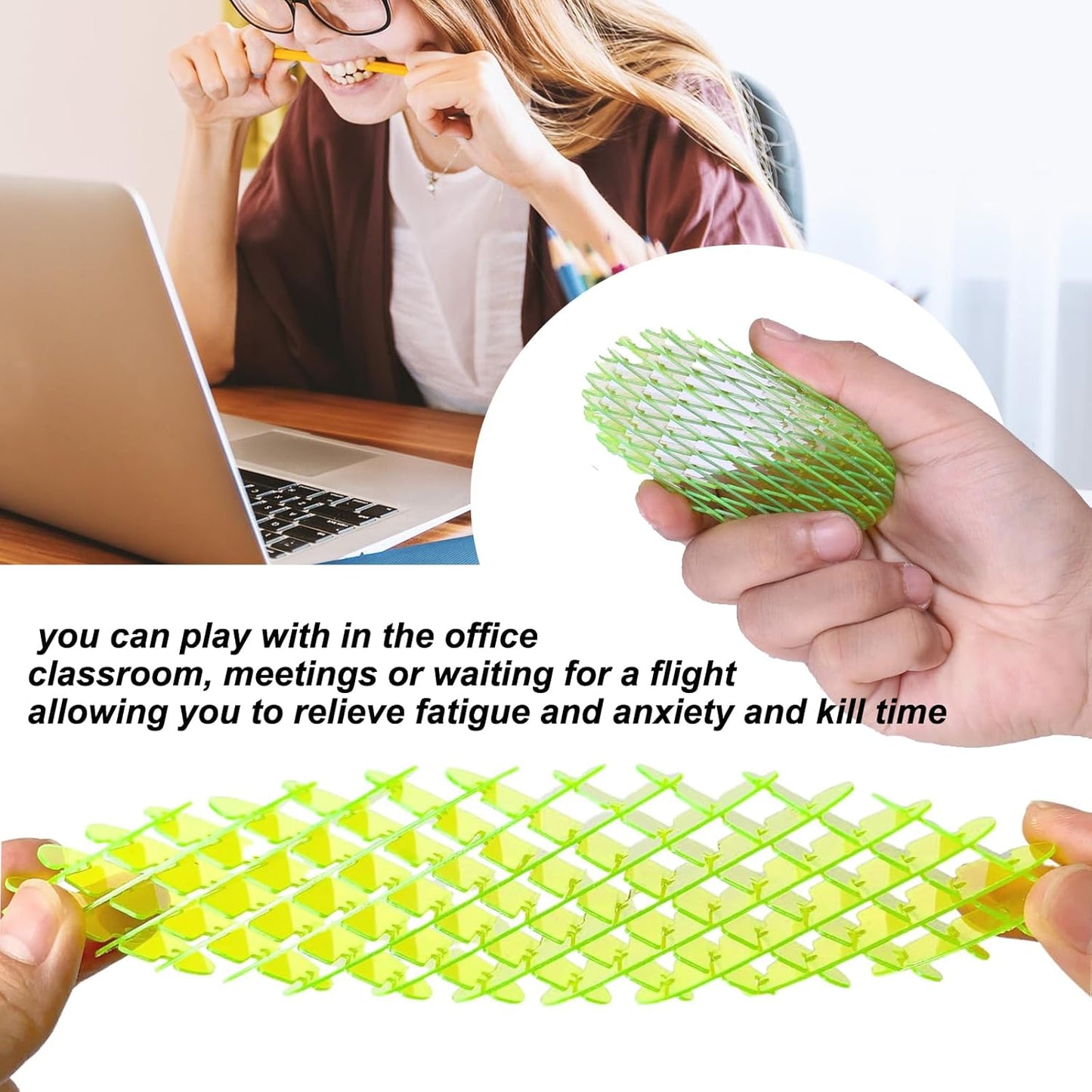 Fidget Worm Toy, Sensory Slug Fidget Toy, Resistance Fidget Toys Sensory Stress Anxiety Relief Toys, Stress Relief Toy, Power Your Fun for Adults and Kids (L-4.72inch)