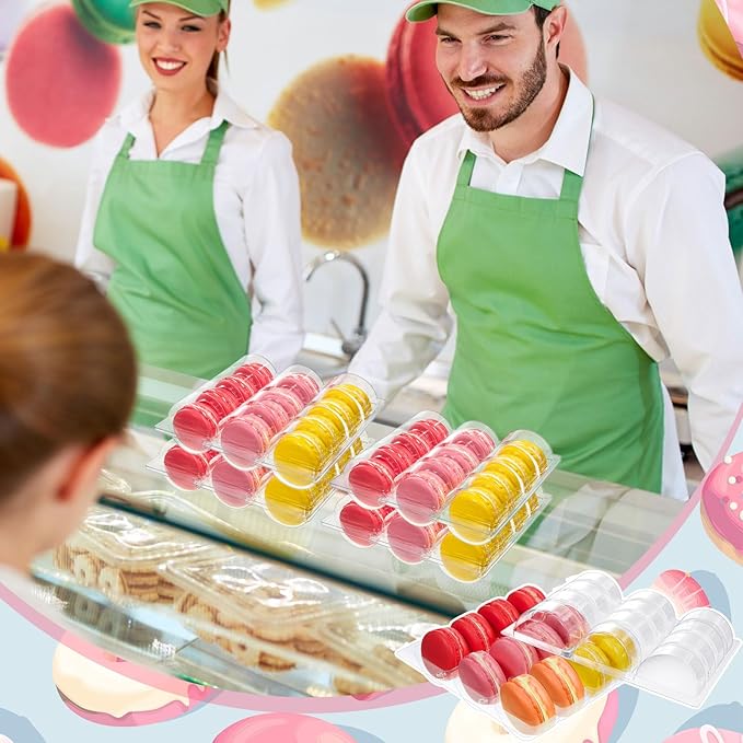 Sherr 36 Pcs Macaron Boxes Clear Plastic Macaron Storage Containers Macaroon Packaging Display Trays for Cookie, Wedding, Party Gifts