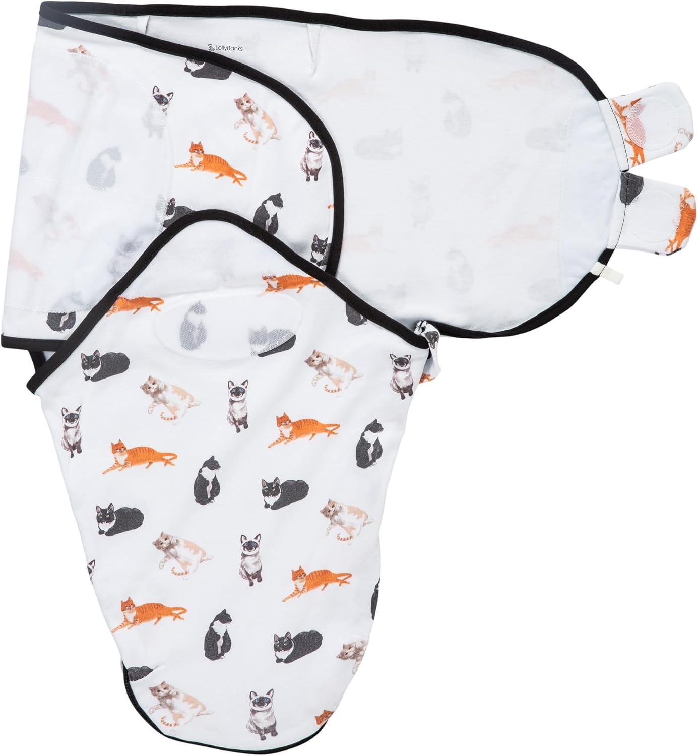 LollyBanks Baby Swaddles, 100% Organic Cotton Swaddle for Newborns Boys and Girls, 3-6 Months Swaddle Sacks with Easy Change Zipper, Newborn Swaddles Baby Registry (Cat Print)