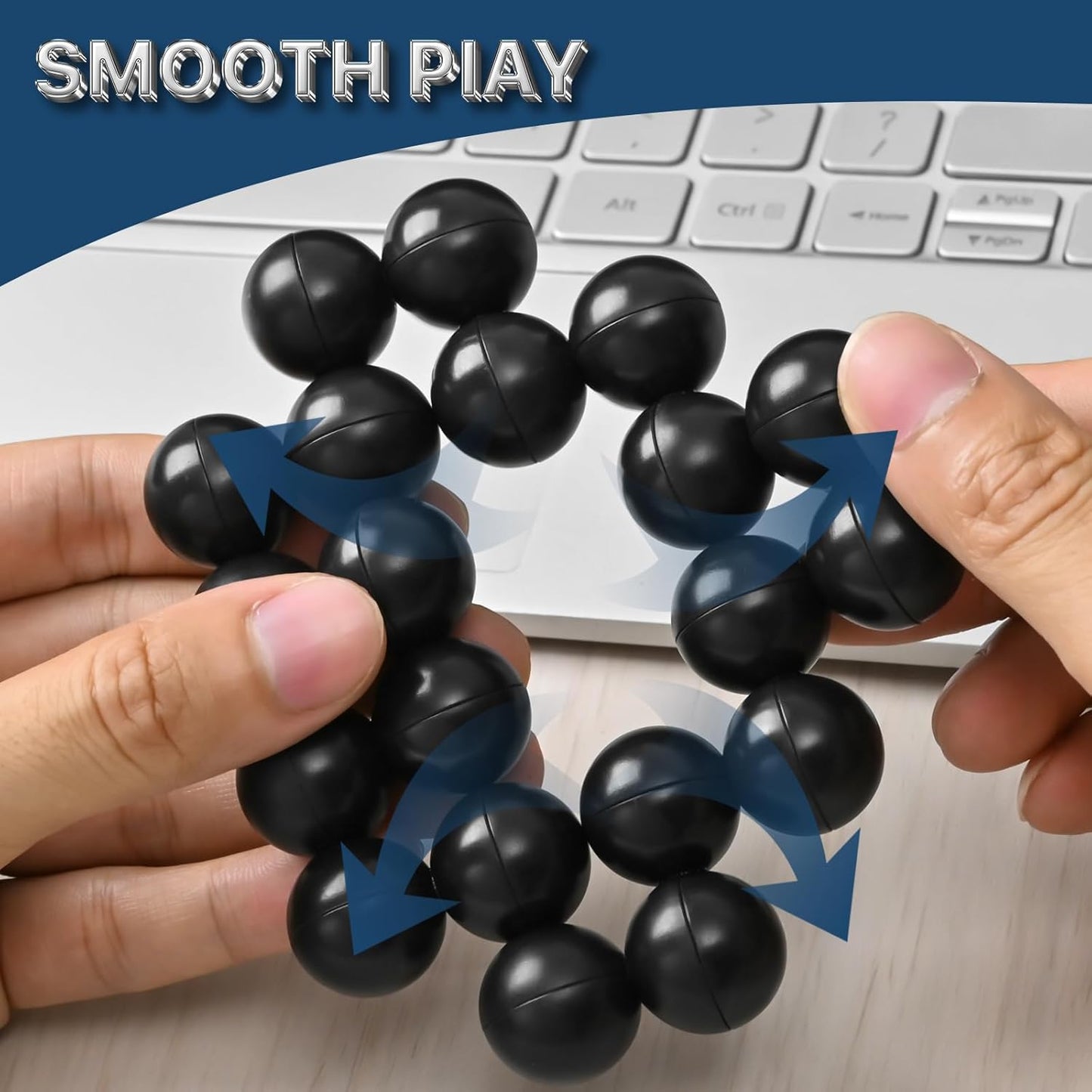 Fidget Ball Toys Adult, Autism Sensory Toys for Kids Teens, Autistic Travel Toys EDC Quiet Cool Desk Fidget Toys Adults Stocking Stuffers Gift for Boys Girls Men, Non-Magnetic Inseparable