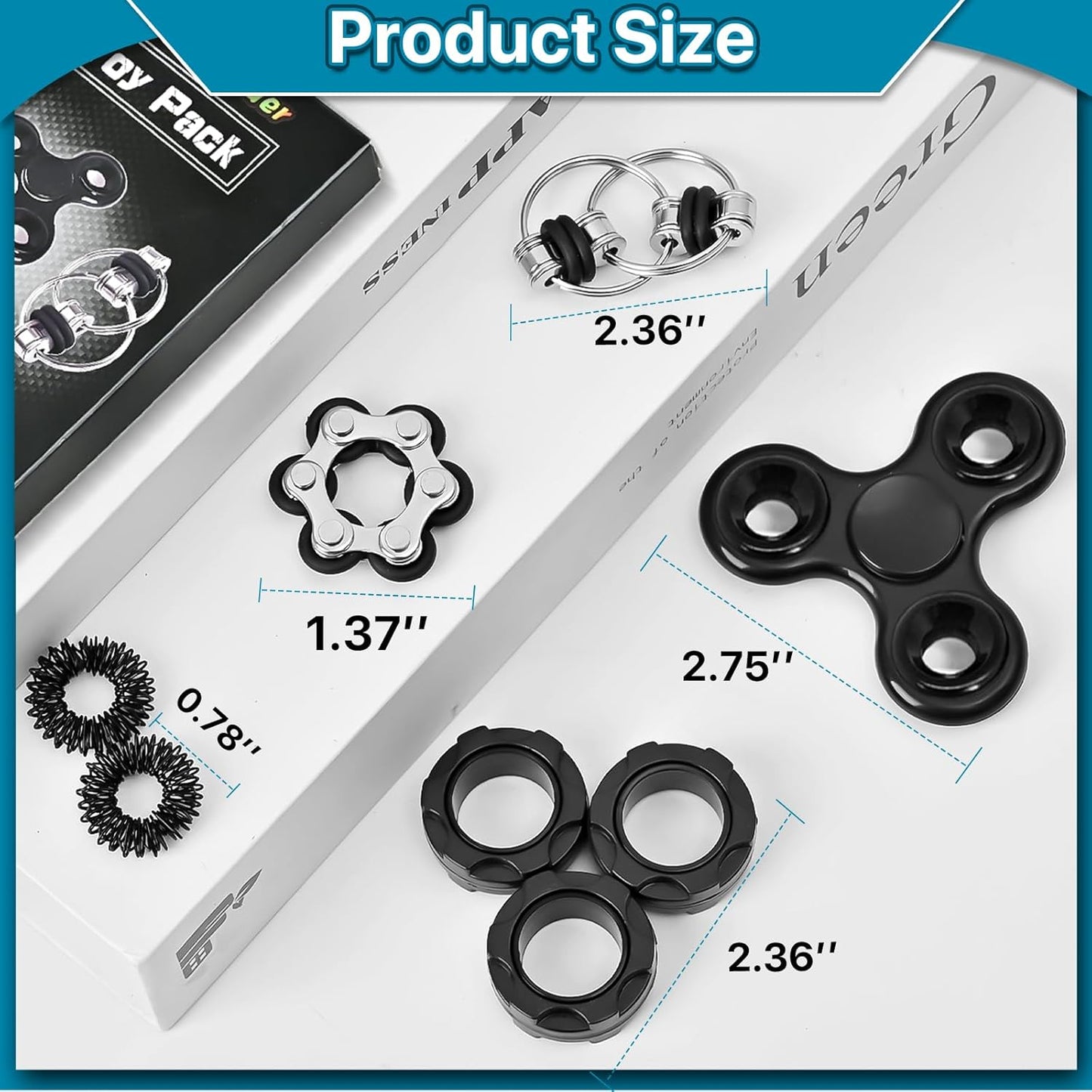 Fidget Toys Adults Pack 6Pcs, EDC Fidgeting Game for Kids Teen Cool Mini Gadget Desk Toys Figette Spinner Figits Rings Classroom ADHD Stress Anxiety Relief Toy Unique Gift for Boys Girls