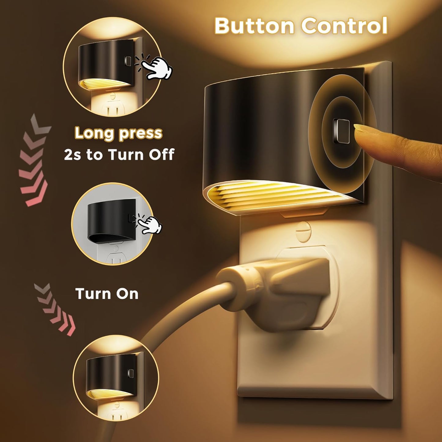 L LOHAS LED Night Lights Plug into Wall, Kids Night Lights with 8 RGB Color, Built-in Dusk to Dawn Sensor, Color Changing Mode, 2 Pack