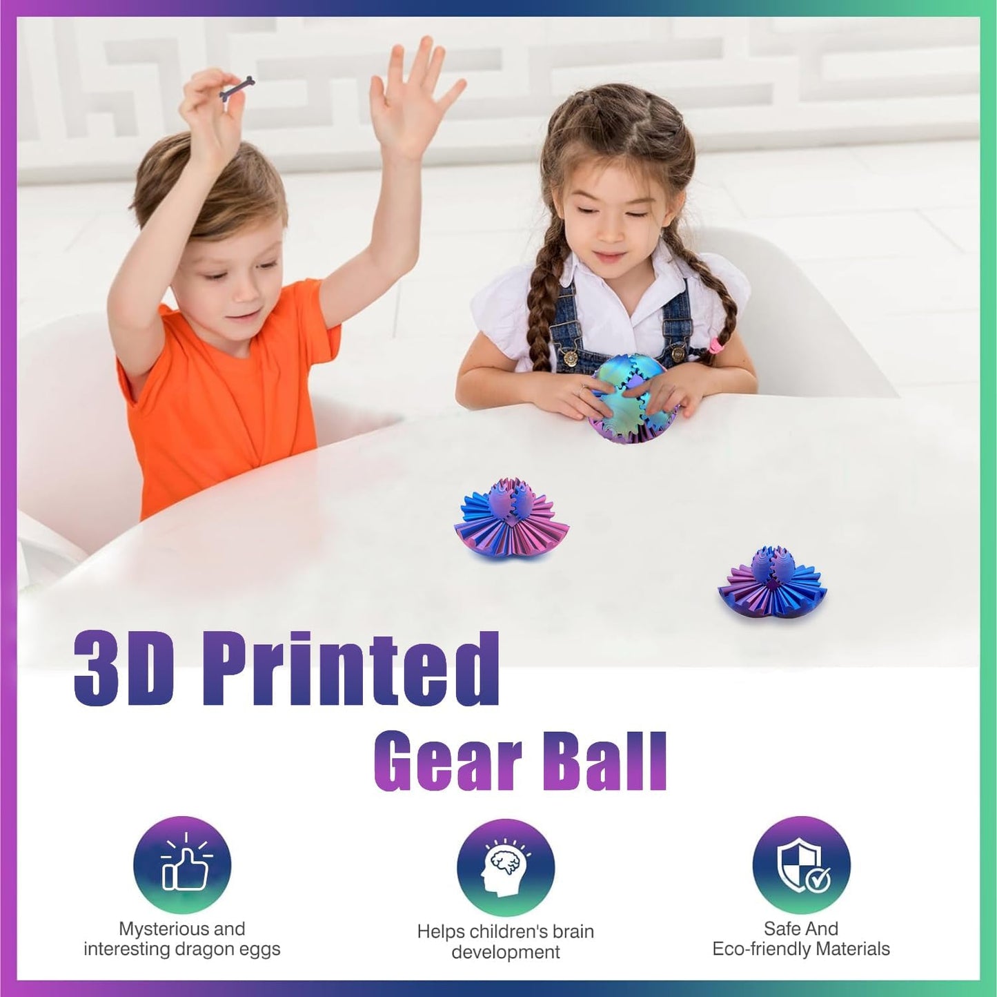 Gear Ball - 3D Printed Gear Ball Spin Ball or Cube Fidget Toy,GearSphere Fidget Toys,The Steampunk Whirling Wonder Fidget Ball Toy,Ideal for Stress and Anxiety Relaxin Desk Toy