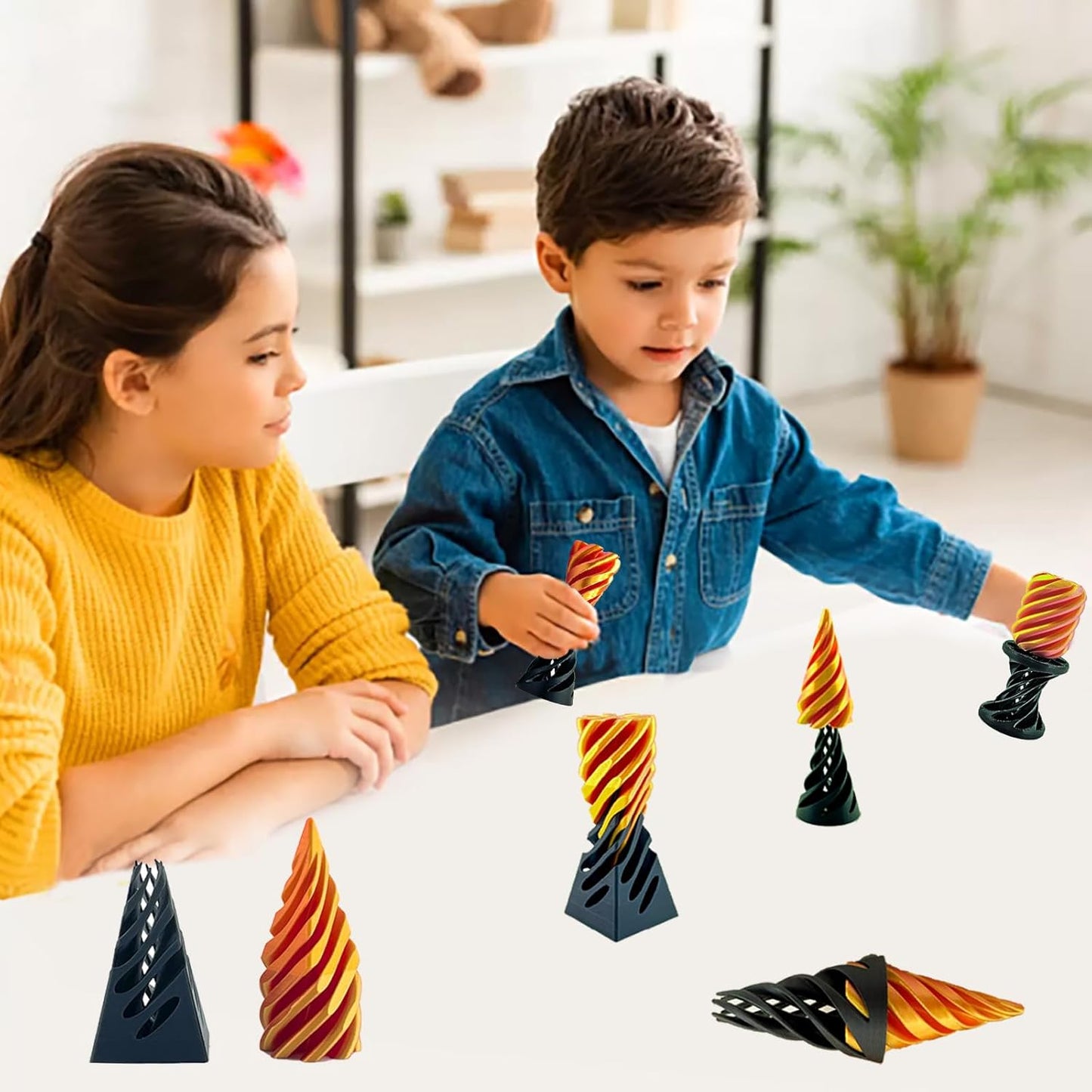3 Packs Impossible Cone,Spiral Cone Fidget Toy Impossible Pyramid Passthrough Toy,3D Printed Spiral Cone Fidget Toy,Mini Vortex Thread Illusion Desktop Deco Souvenir Gift for Anxiety Relaxing