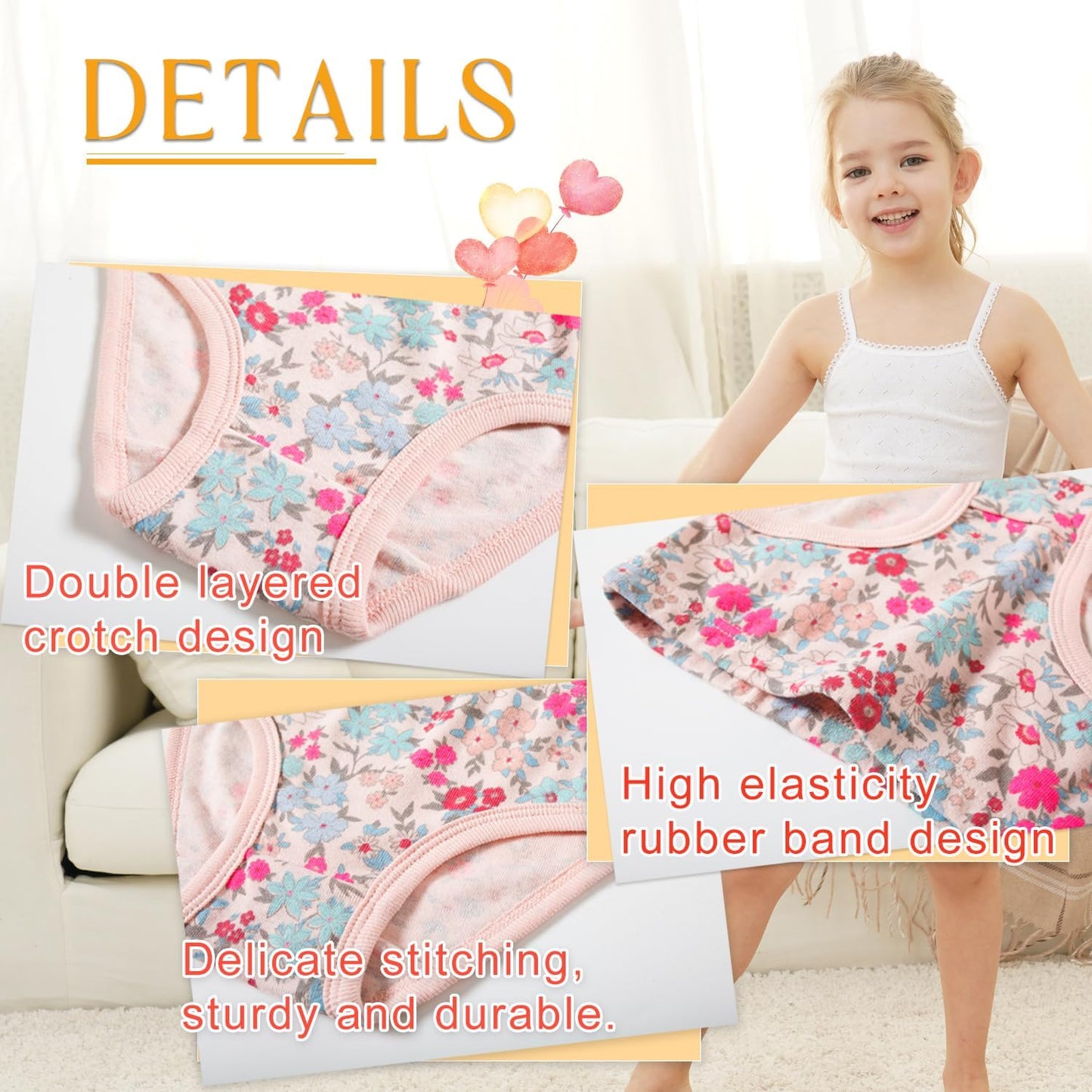 Finihen Girls Cotton Underwear Toddler Girls Panties Kids Briefs Multipacks.