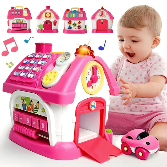 OKREVIEW Toys for 1+ Year Old Girls - Montessori Musical Toys for Toddlers Age 1-2, 8-in-1 Multi-Functional Music House with Sound, Lights, Music, Great Gifts for 1+ Year Old Girls Birthday Xmas