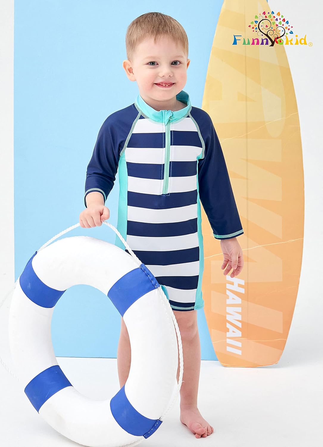 Funnycokid Baby Swimsuit Boy Toddler Bathing Suit Rash Guard UPF 50+ Swimwear 6 Months-4T