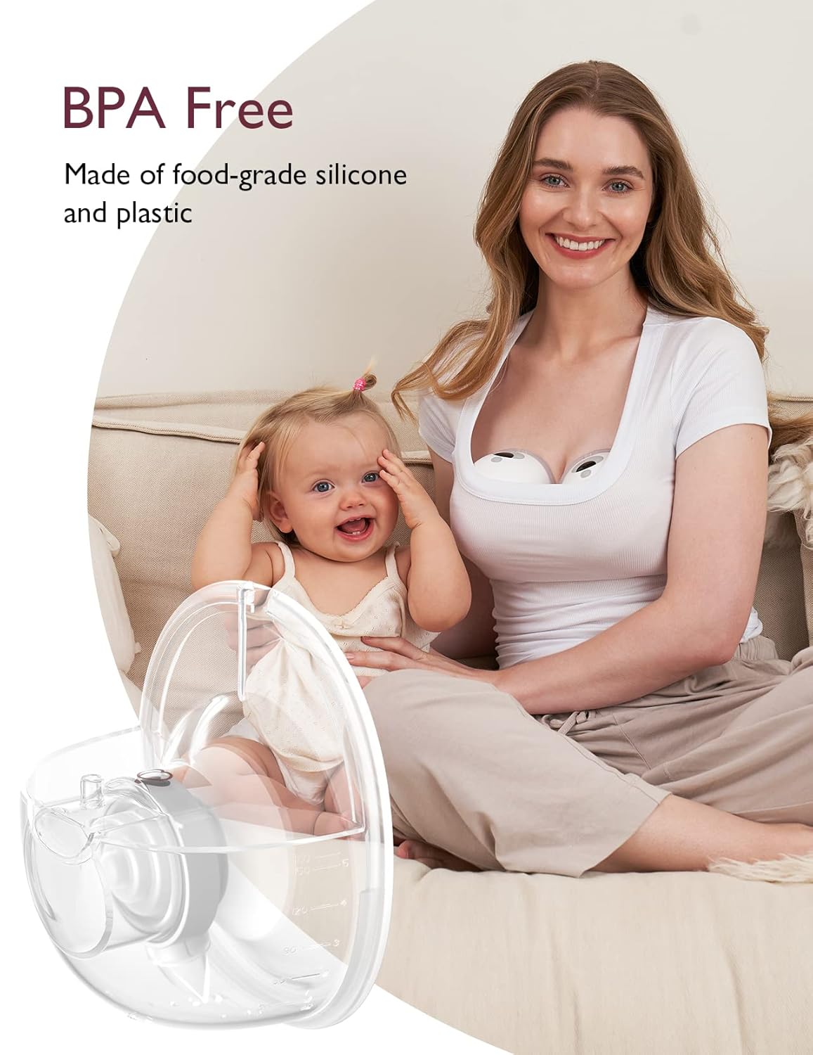 Momcozy Full Set Collector Cup Only Compatible with Momcozy M5 NOT for Others. Original M5 Breast Pump Replacement Accessories (160ml, with Double-Sealed Flange 24mm)