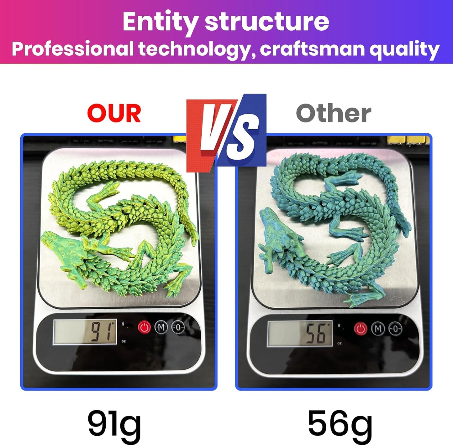 3D Printed Dragon,Chinese Dragon,Dragon Statue,Fidget Toys ,18 in,Fidget Toys for Autism/ADHD,3D Printed Present Toy, Executive Desk Toys,Home Office Decor