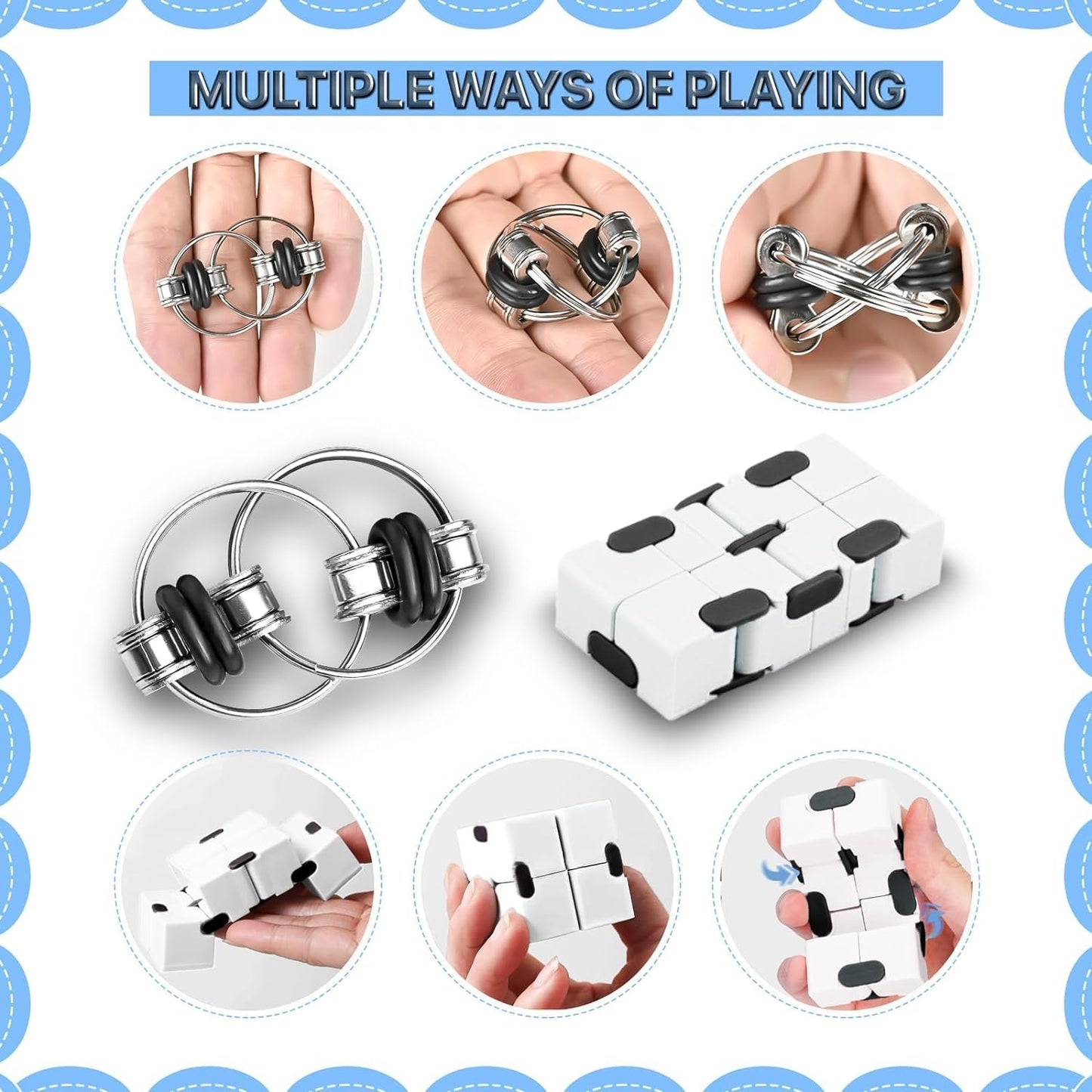 Fidget Toys Adults Set, Easter Basket Stuffers Gift for Kids Teen Cool Gadget Sensory Pack with Figette Spinner Cube ADHD Anxiety Relief Stress Magnetic Ring Office Desk Manget Toy for Boys…