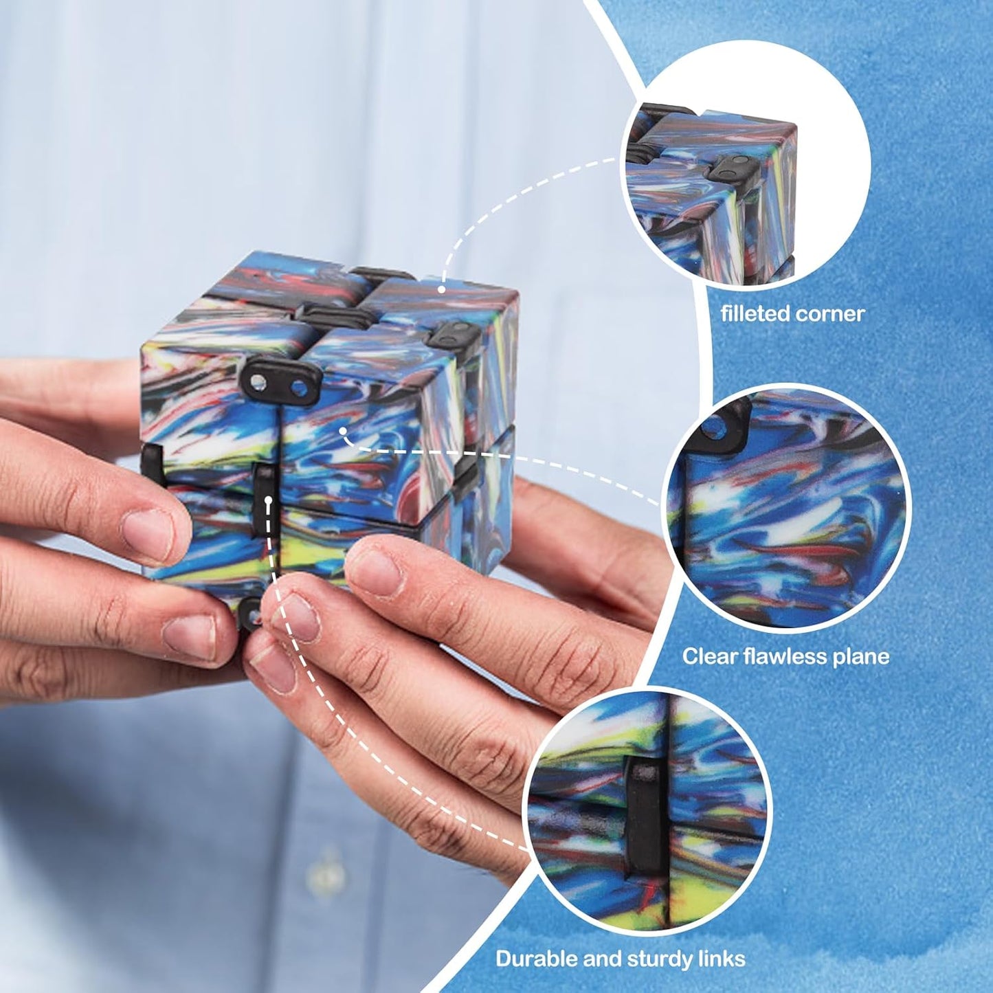 Fidget Infinity Cool Cube Toys: Hand Held Magic Cube Cool Stuff Gadgets Things Unique Birthday Gifts Boys Girls Kids Adults Anxiety Stress Relief Sensory Toy Christmas Stocking Stuff Gifts Toys