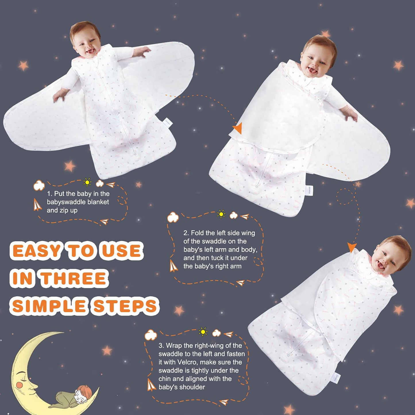 Swaddle-Blanket Baby Girl & Boy Swaddles Newborn Infant Transition 100% Cotton Wrap Blankets, 3-Way Adjustable Wearable Blanket, TOG 1.0 (Love, Small, 0-3 Month)