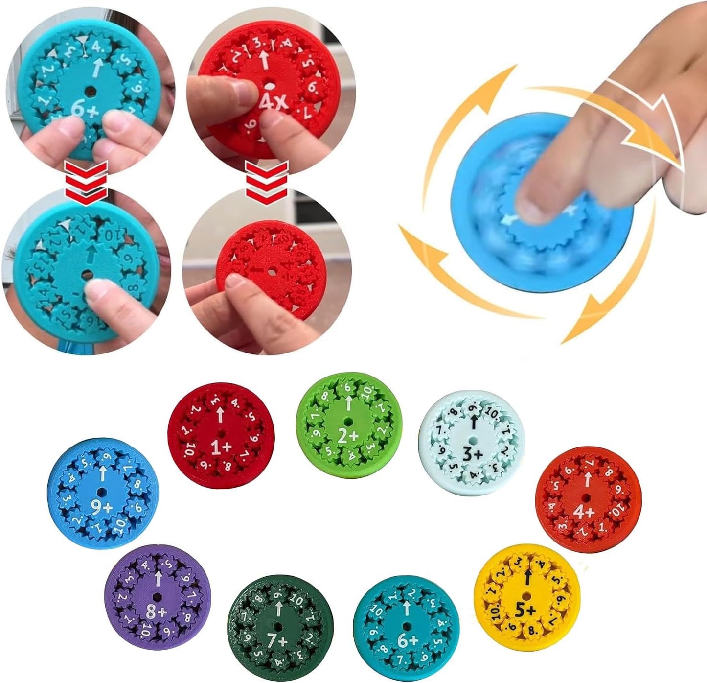 Math Fidget Spinner, Math Fact Fidget Spinners, Math Fidget Toy, Math Learning & Education Toys Game (Add Or Subtract 9pcs)