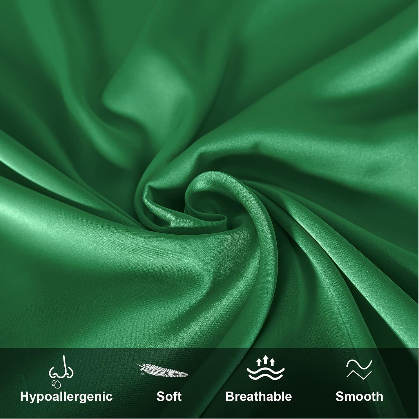 Mulberry Silk Pillowcase for Hair and Skin,King Size Cooling Silk Pillow Case with Hidden Zipper,Allergen Proof Dual Sides Soft Breathable Smooth Silk Pillow Cover for Women(King,Green)