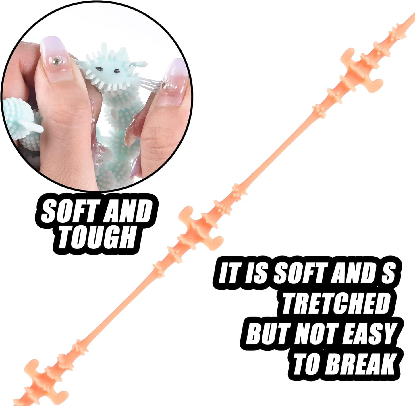 12 PCS Caterpillars Stretchy String Fidget Sensory Toys,Relaxing Toys for Kids and Adults,Relieve Anxiety Stress for Autistic Children,Goodie Bag Fillers(Worm Style)