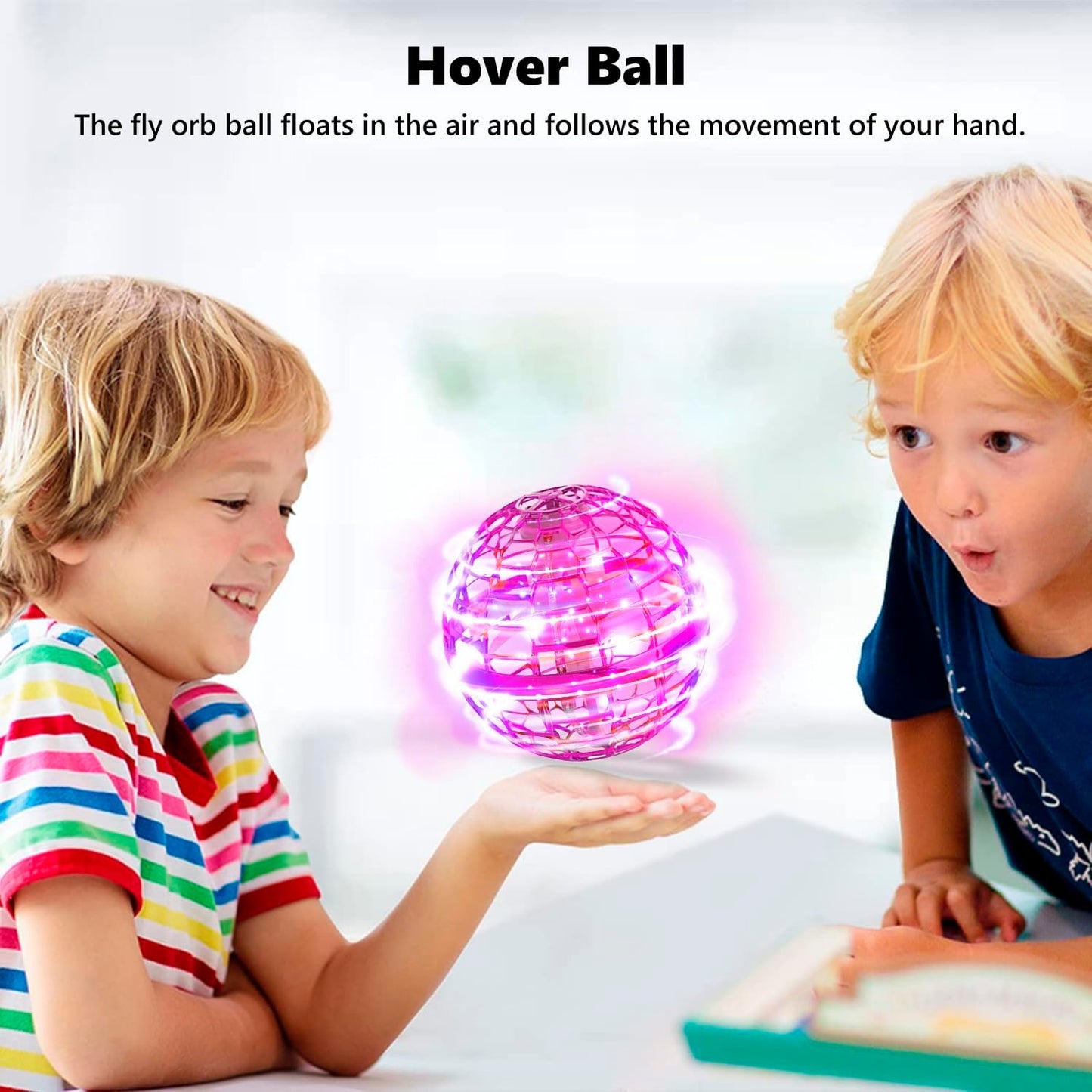Flying Orb Ball Toy 2024 Upgraded Hoverball Led Magic Orb Drone Ball Fly Orbi Pro Flying Spinner Boomerang Ball for Girls Boy Gifts Age 6-8 -Rose