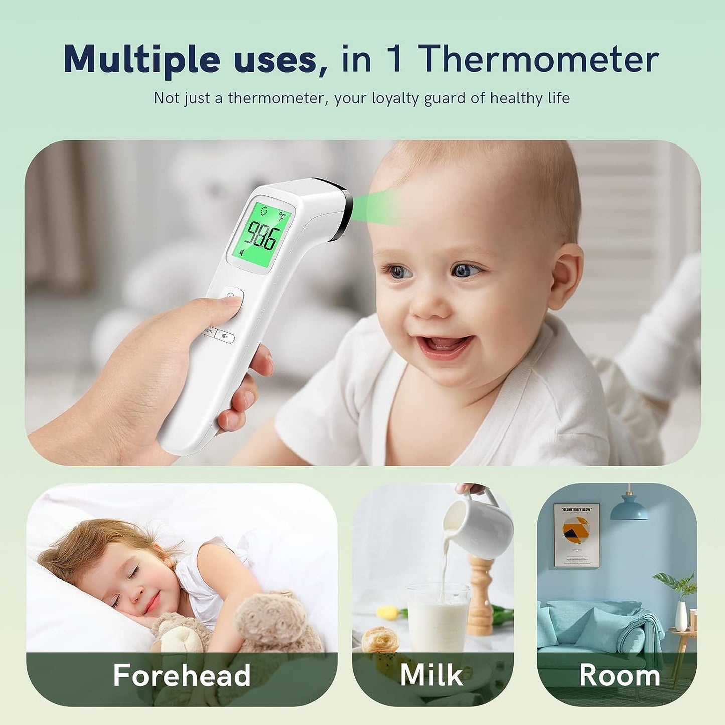 Digital Thermometer for Adults and Kids, Forehead No-Touch Thermometer with Fever Alarm, Accurate and Easy-to-use Thermometer for Home use