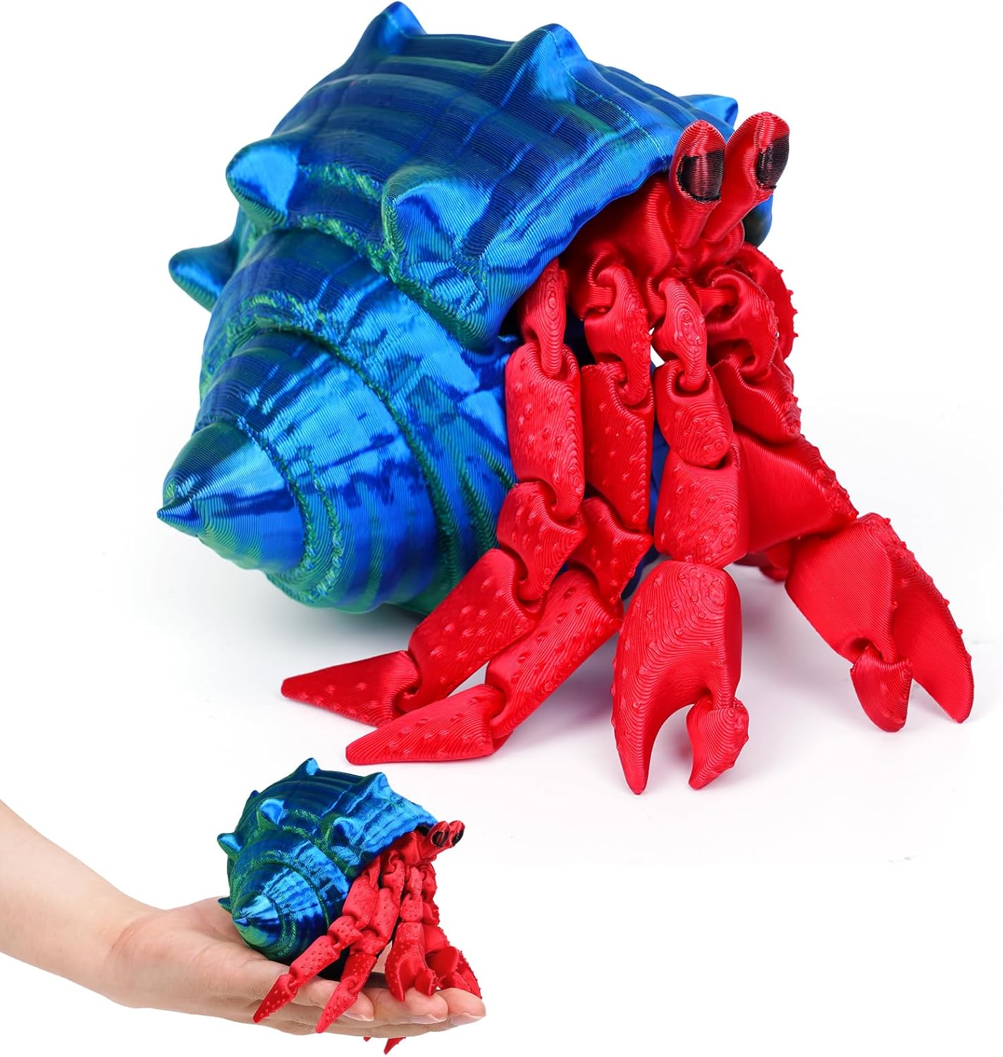 3D Printed Hermit Crab Fidget,3D Printed Dynamic Animals Toy,Full Articulated Flexible Crystal Hermit Crab Fidget Fidget Toys,Adults Fidget Toys for Autism ADHD,Home Office Decor (Blue Green)