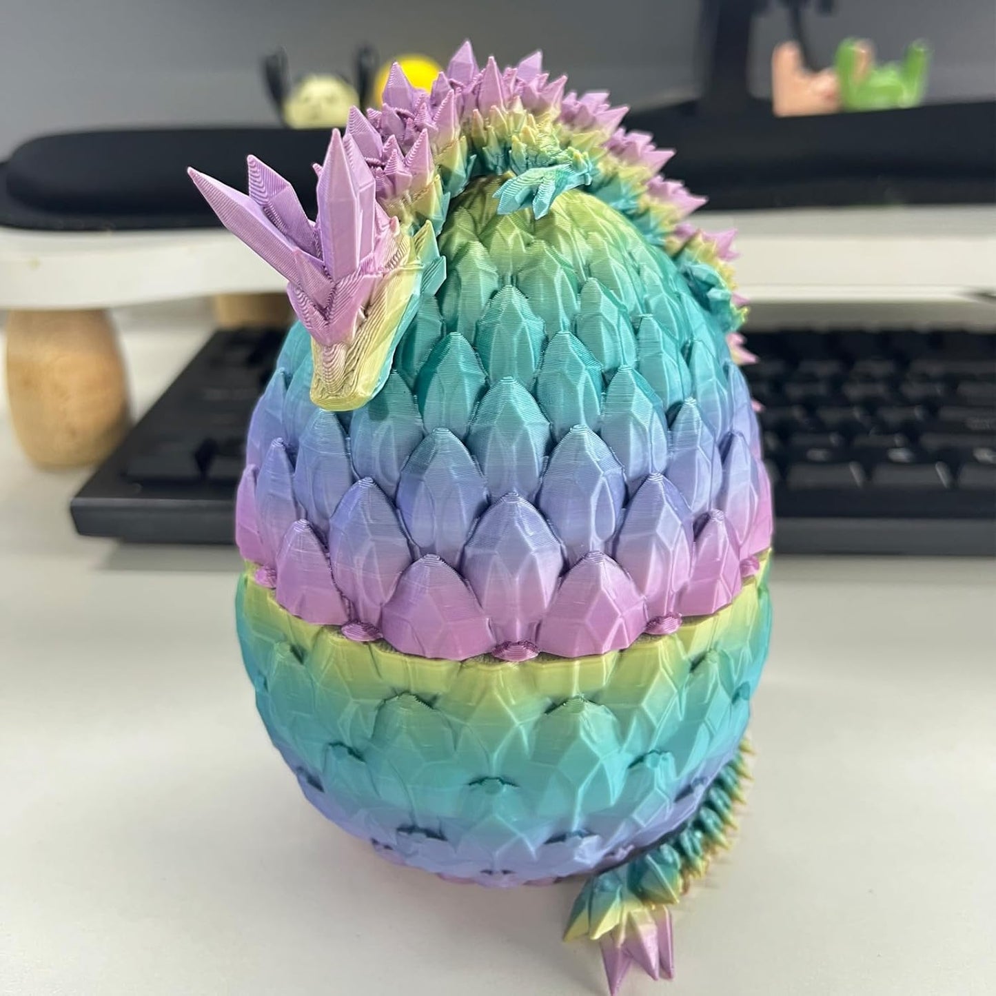 3D Printed Dragon Egg, Mystery Crystal Dragon Egg Fidget Toys Surprise Articulated Crystal Dragon Eggs with Dragon Inside (Colorful-A)