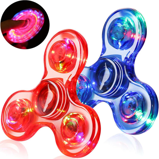 SCIONE 2Pack Fidget Spinners for Kids, LED Light up Sensory Fidget Toys for Kids Adults, Glow in The Dark Toys for Teens Boys Girls Halloween Classroom Prizes, ADHD Stress Anxiety Relief Fidgets