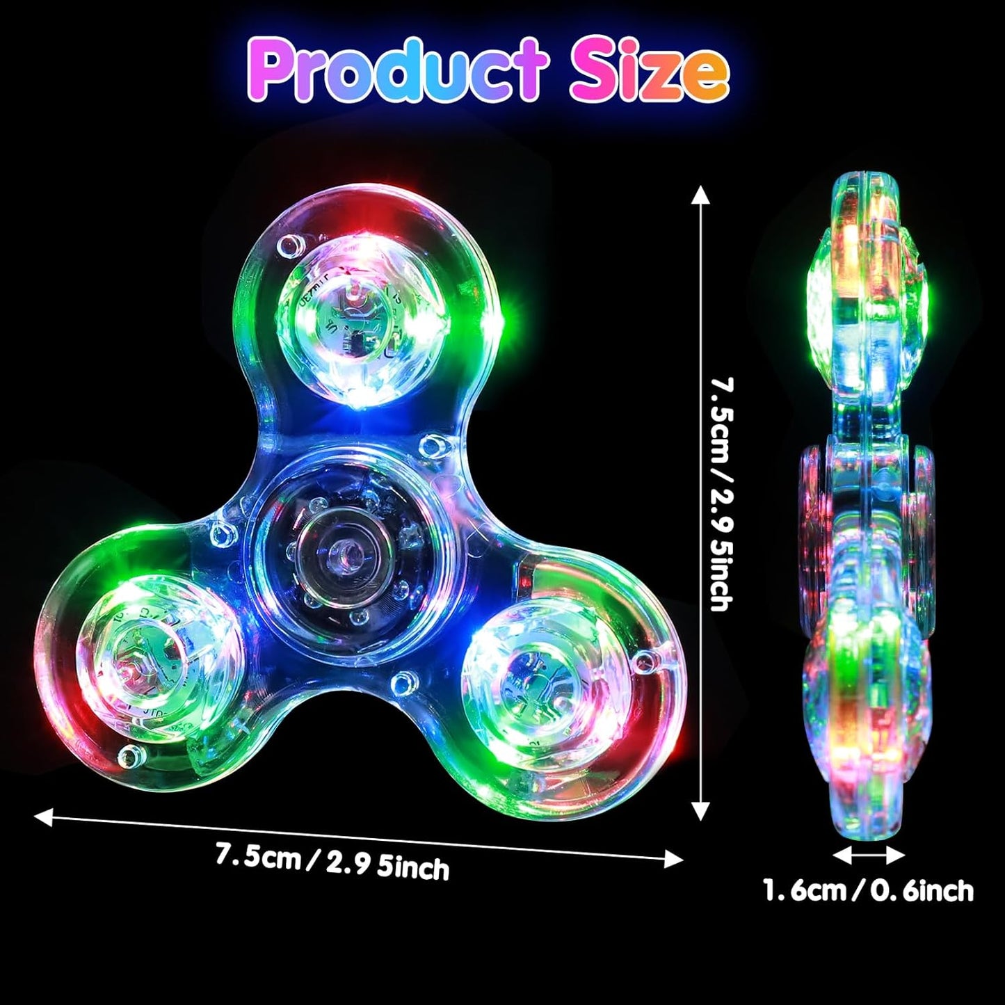 Gigilli Fidget Spinners 12 Pack, Party Favors LED Light Up Bulk Fidget Spinners, Kids Fidget Toy Goodie Bag Stuffers, Glow in The Dark Party Supplies Birthday Classroom Prizes Return Gifts