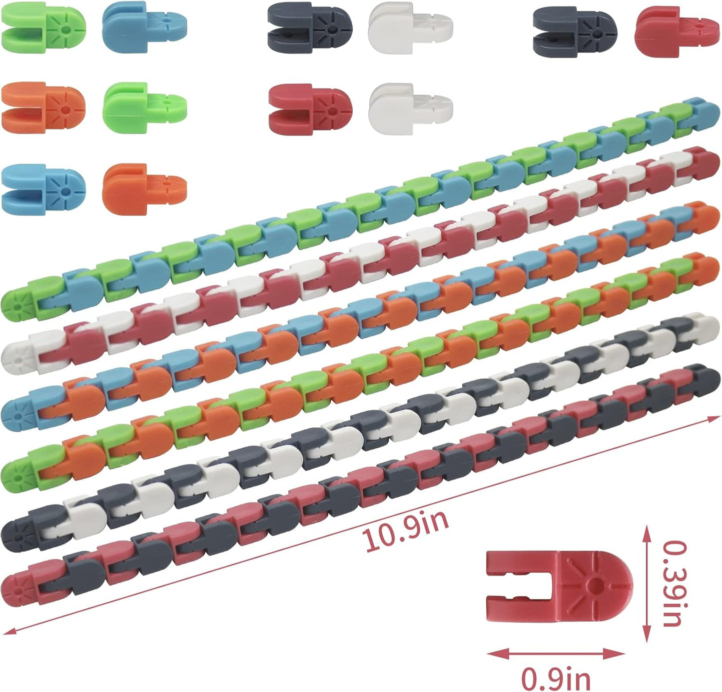 30 Pack Wacky Tracks Snap and Click Fidget Toys Finger Sensory Toys, 24 Links Snake Puzzles for Stress Relief, Party Bag Fillers, Party Supplies