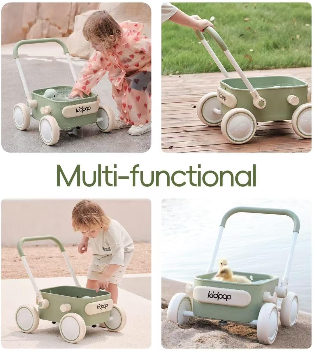 PULA Baby Push Walker with Wheels Toddler Wagon for First Learner Baby Toys 6-12 Months, 1 Year Old Birthday Gifts, Indoors and Outdoors (Red)