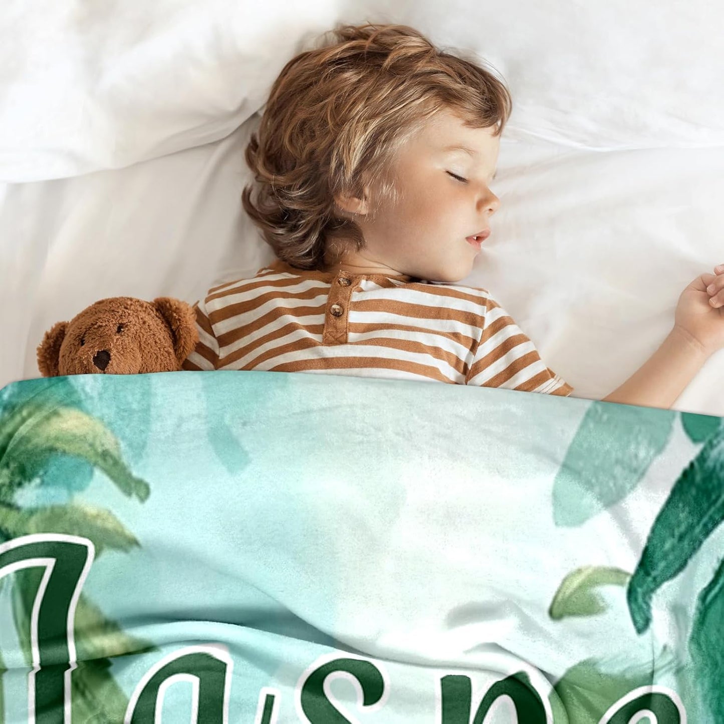 Ship Next Day, Personalized Baby Blanket - Printed in USA, Custom Baby Blanket with Name, Customized Animal Blankets for Boys & Girls, Soft Cozy Receiving Blankets for Toddlers, Stroller Decor Throw