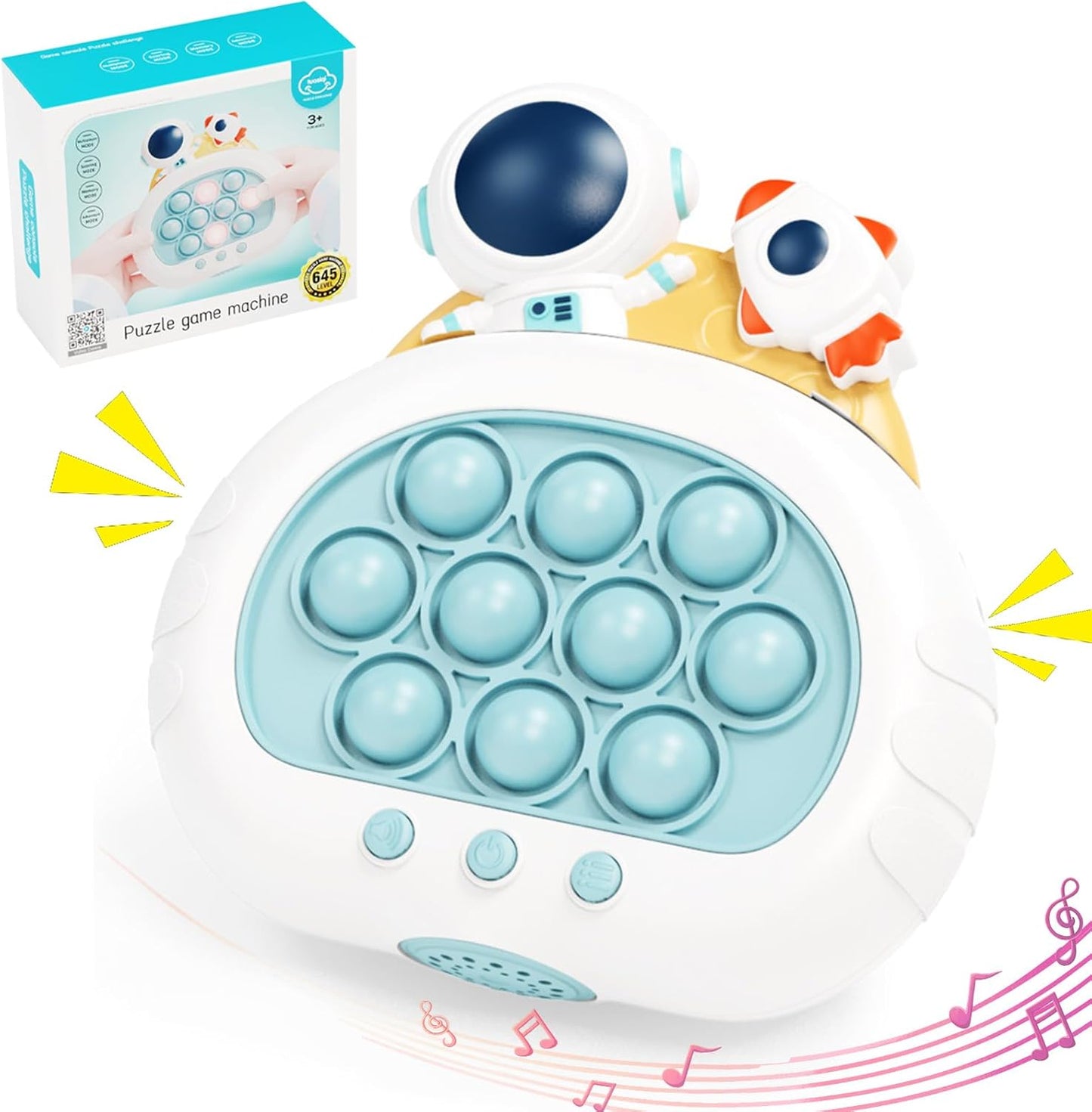 Stress Relief Toys, Decompression Breakthrough Puzzle Pop Button Gopher Handheld Game Machine, Novelty Fidget Toys Party Favor Gifts for Kids Adults (Rocket Astronaut)