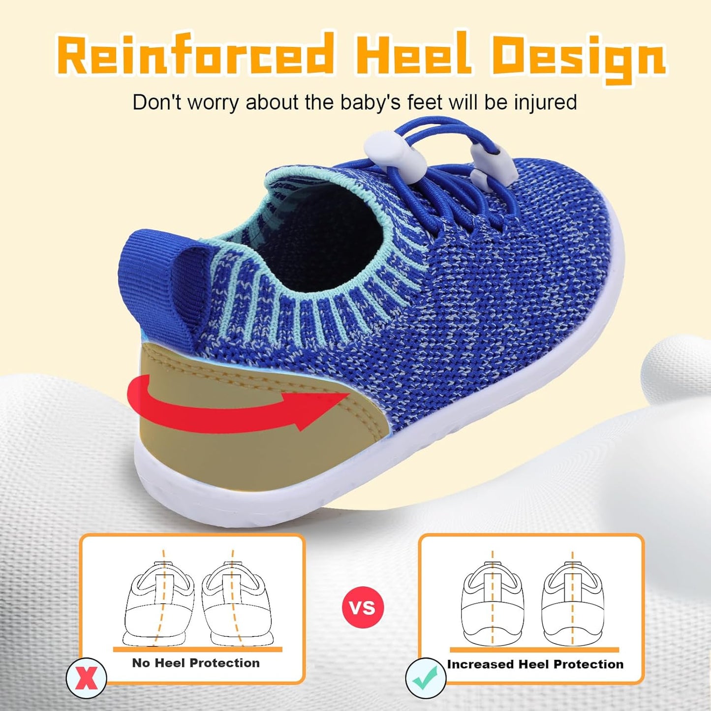 FEETCITY Baby Shoes Boys Girls First Walking Shoes Lightweight Infant Sneakers Slip On Shoe