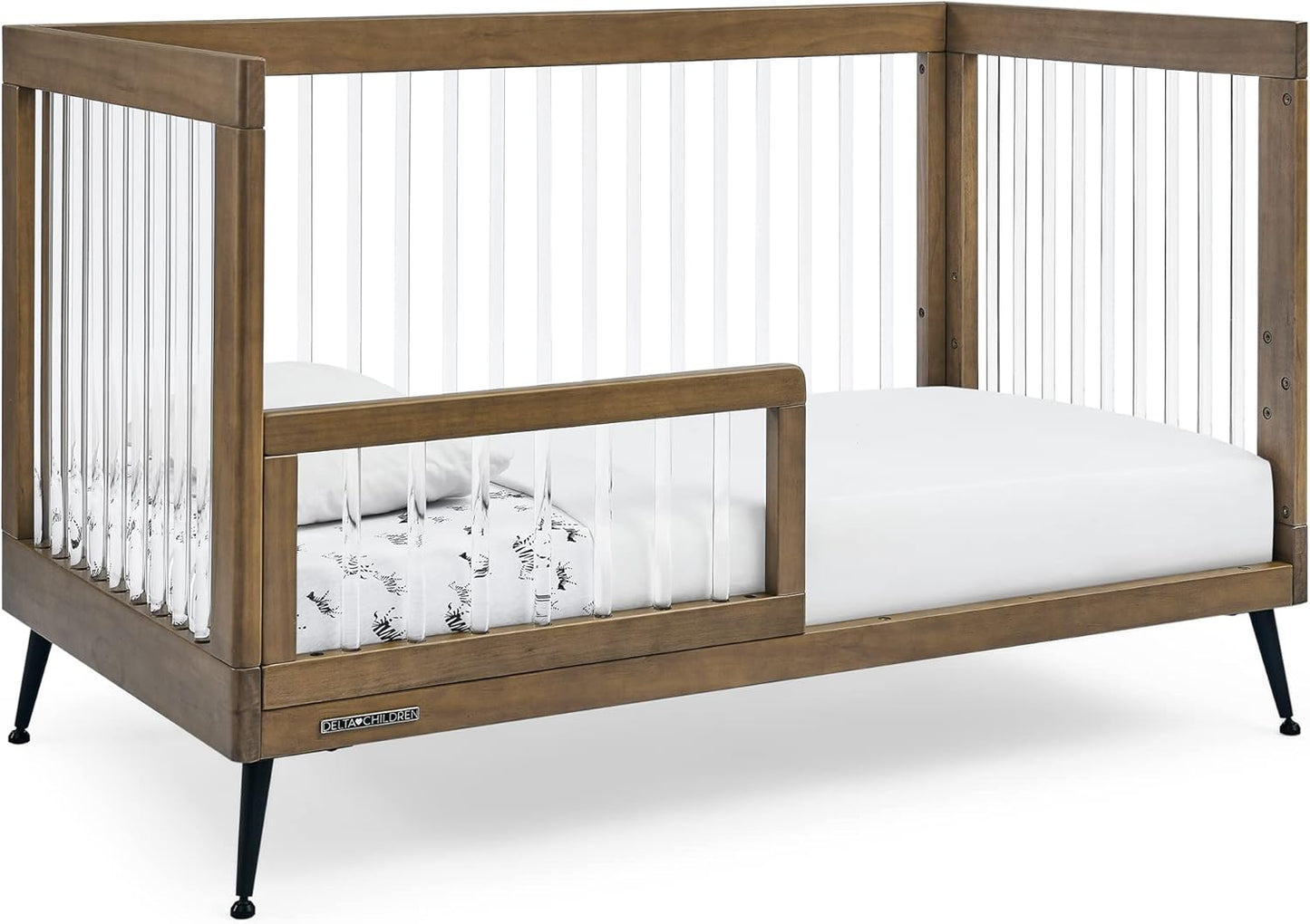 Delta Children Sloane 4-in-1 Acrylic Convertible Crib - Greenguard Gold Certified, Acorn/Matte Black