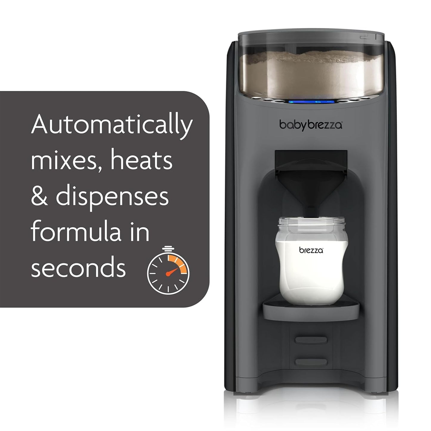 Baby Brezza New and Improved Formula Pro Advanced Formula Dispenser Machine - Automatically Mix a Warm Formula Bottle Instantly - Easily Make Bottle with Automatic Powder Blending, Charcoal