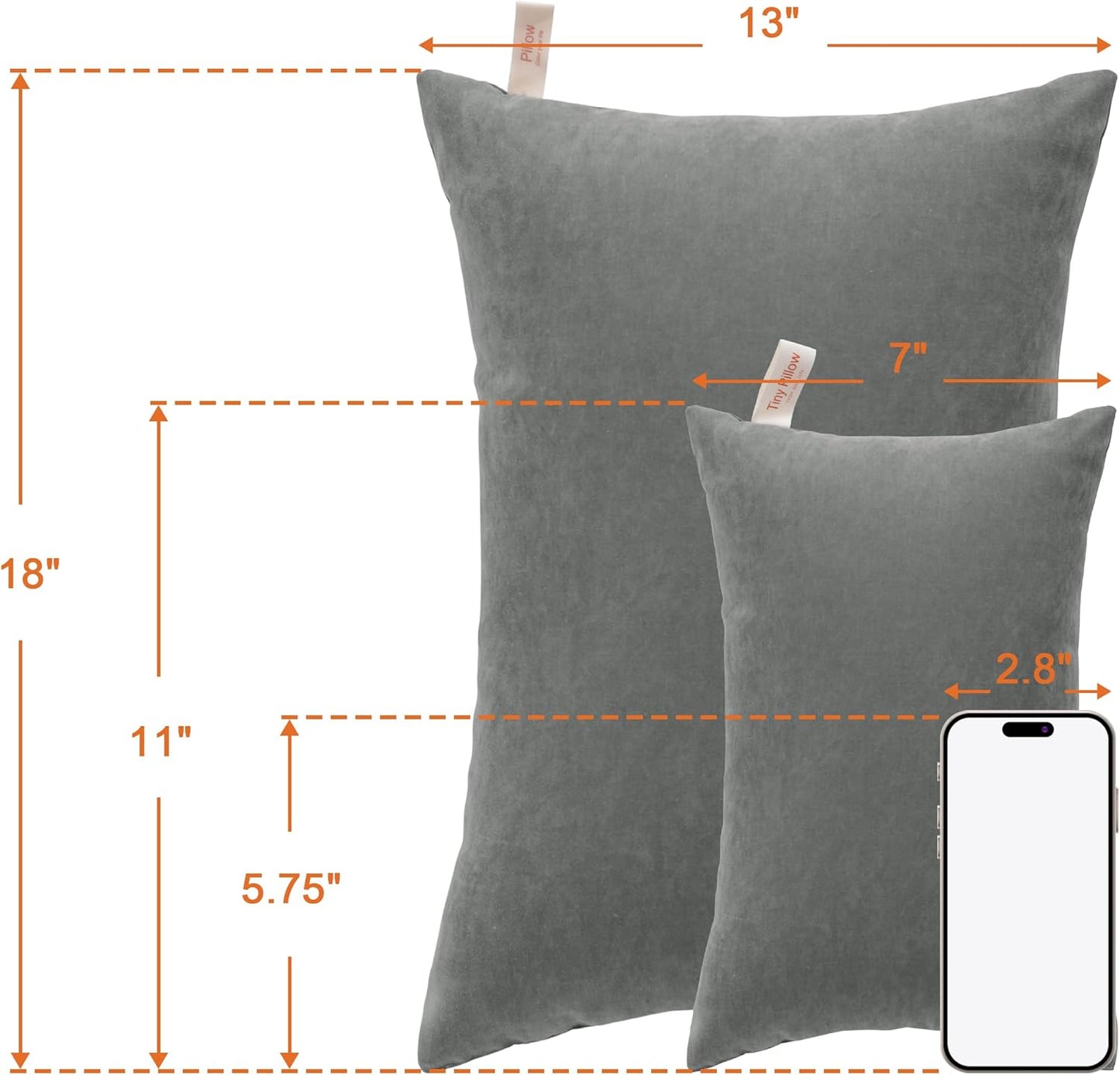 NTBAY Toddler Pillows, Down Alternative 13"x18" Pillow, Machine Washable - Soft and Breathable Travel Small Pillows for Sleeping, Ideal for Daycare, Crib, Cot, Dark Grey