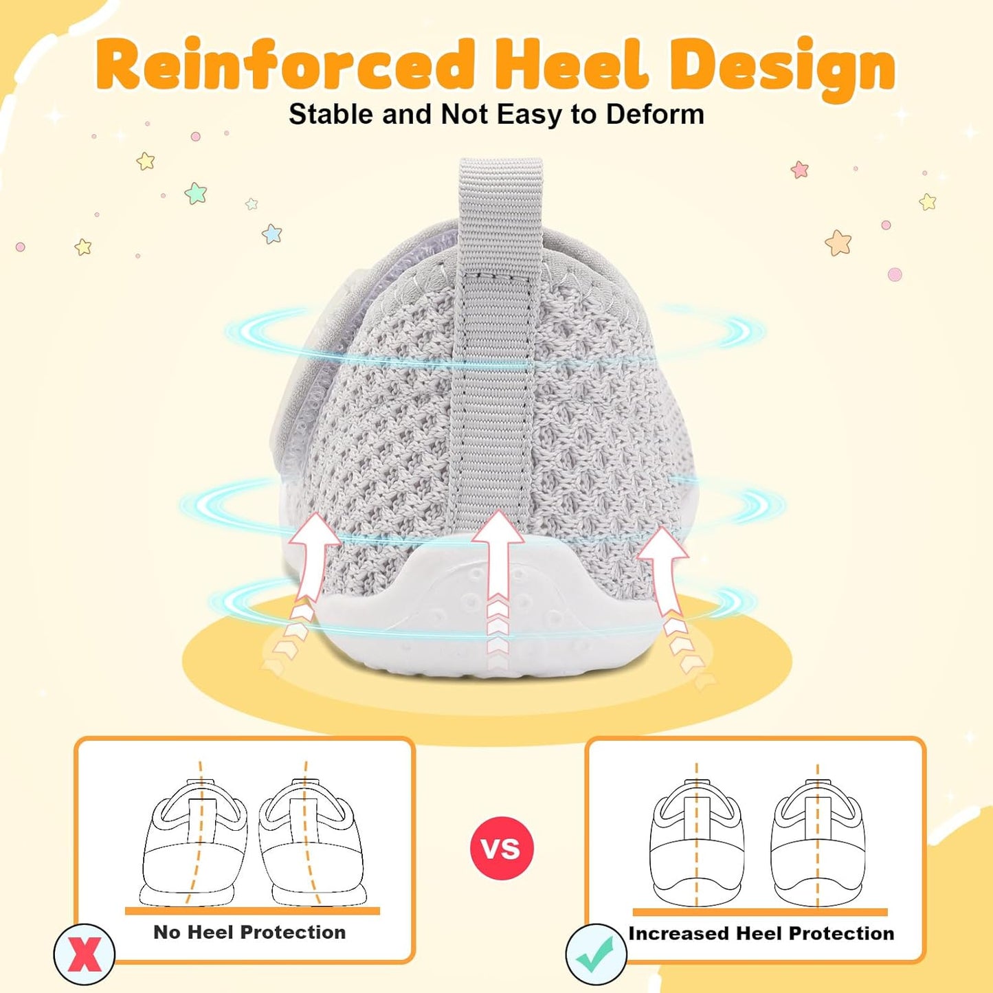 FEETCITY Baby First Walking Shoes Wide Baby Shoes Infant Sneakers Newborn Crib Shoe Barefoot Lightweight Slip On Shoe