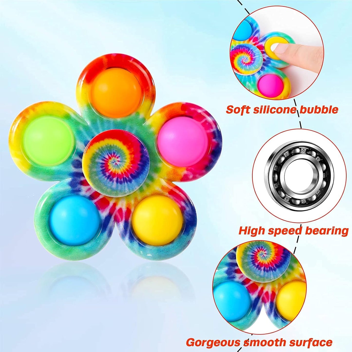 Fidget Spinner Bulk 4 Pack, Sensory Fidget Toys for Kids Adults, Fidget Spinners Anxiety Stress Relief, ADHD Autism Products for Girls Boys, Birthday Party Favors Goodie Bag Stuffers Classroom Prizes