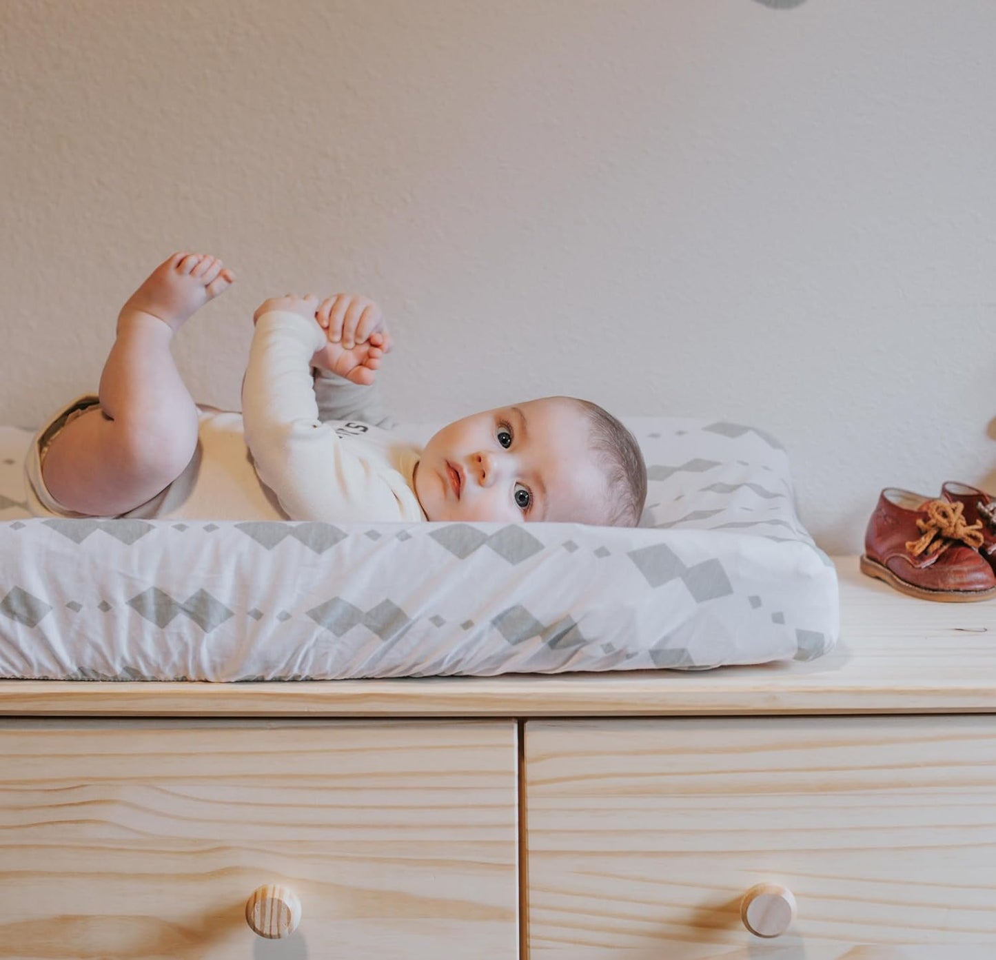 Changing Pad Cover - Cradle Sheets Fits Baby Mattress Sheet 36" X 18 - Unisex Grey Sage Diamond - 2 Pack Set