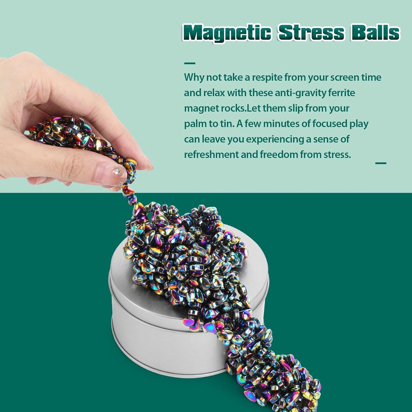 Magnetic Putty Over 600 Weak Magnetic Beads Fidget Ferrite Putty Crags Magnetic Stones Fun Quiet Magnetic Balls Fidget Toys for Office and Desk (Colorful)