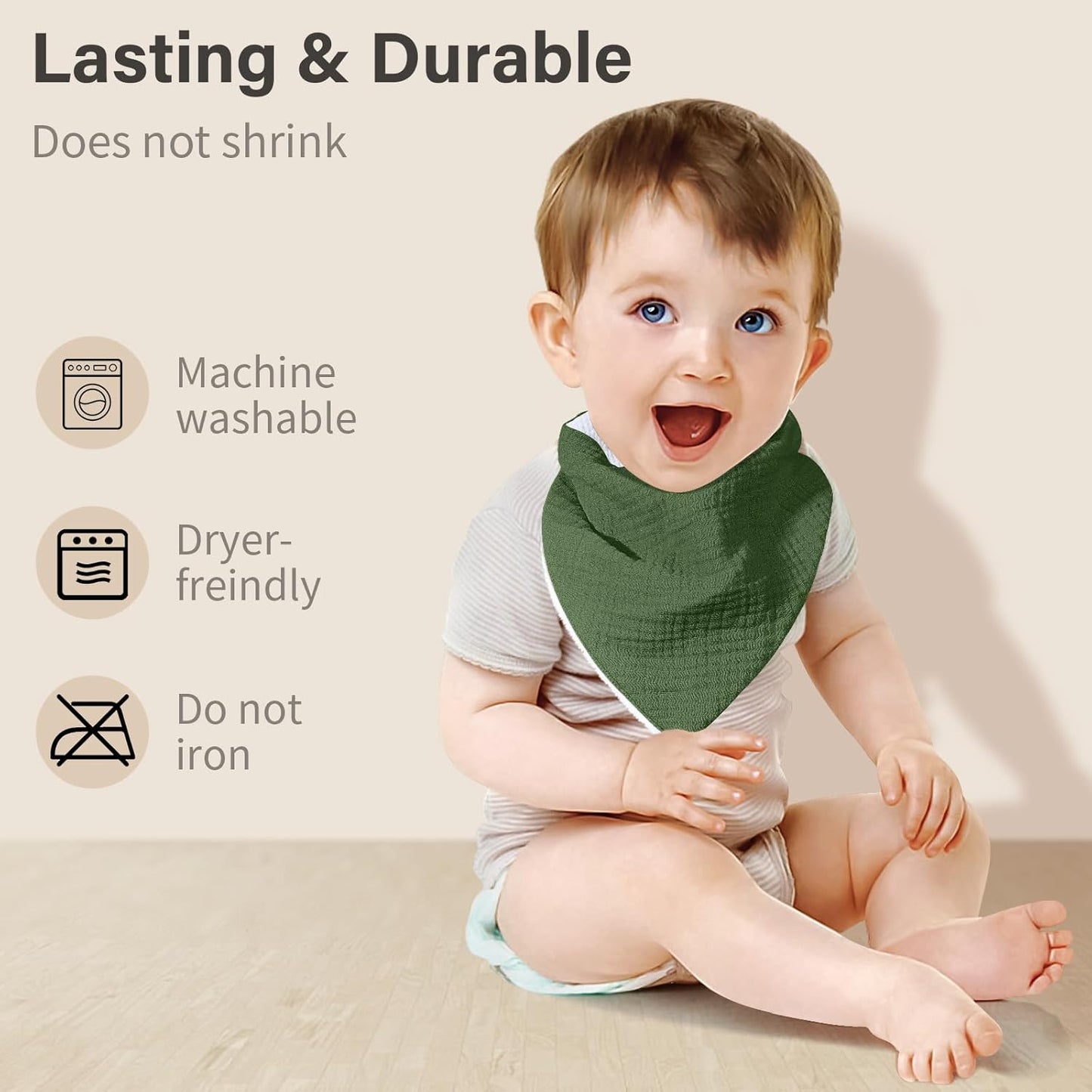 Muslin Baby Bibs,Soft Triangular Baby Bandana Drool Bibs for Baby Boy Girl,Solid Colors Bib for Drooling Teething