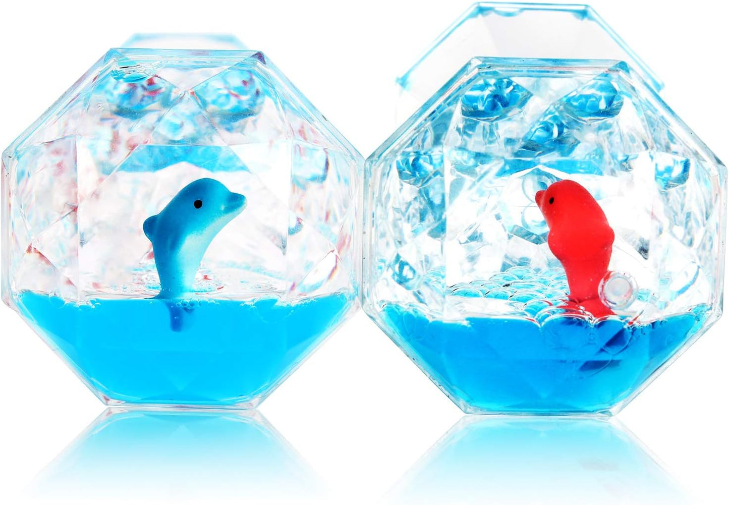 YUE MOTION Liquid Motion Bubbler Floating Sea Creatures, Diamond Shaped Liquid Timer for Fidget Toy,Autism Toys, Children Activity, Calm Relaxing and Home Ornament