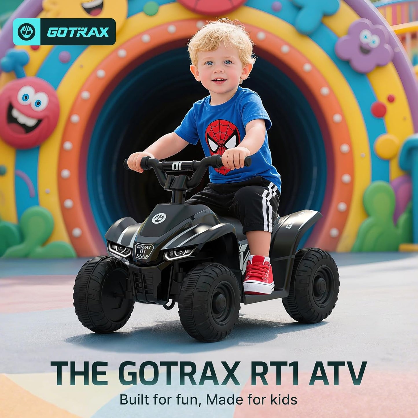 Gotrax RT1 Ride on Toys for Toddlers 1.5-3, Safe 12V Lead-acid Battery up to 80 Minutes, Forward/Reverse 2 Gears, Max 1.5MPH Speed&8" Big Tire, Electric Vehicle ATV Car Best Gift for Age1.5–3 Boy Girl