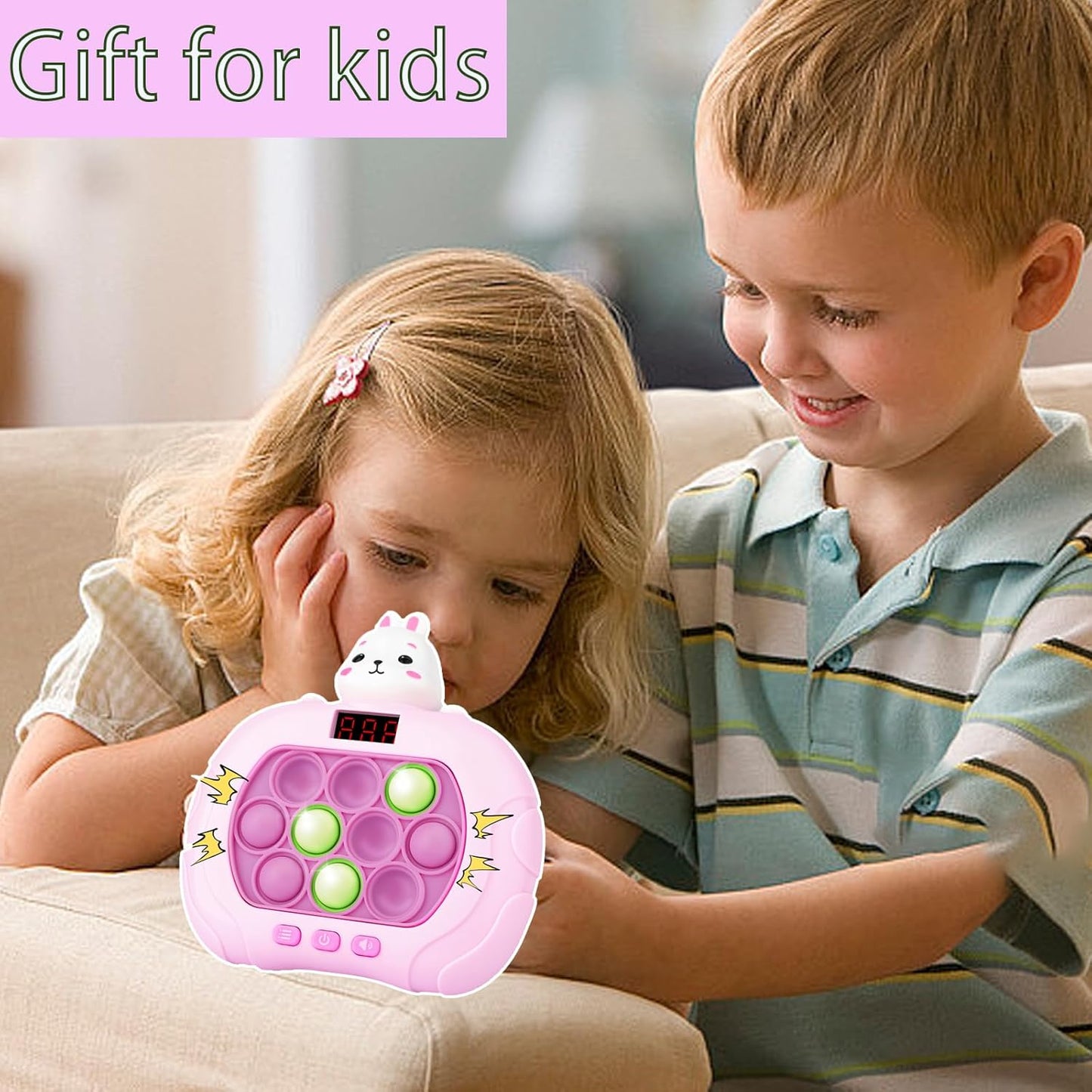 Fast Push Game Pop Fidget Toy for Kids, Quick Push Bubble Game 6 Modes Handheld Puzzle Game Sensory Toy with LED Screen Pop It Game Light Up Fidget Toy Gift for 3 to 12 Year Old Girls Boys