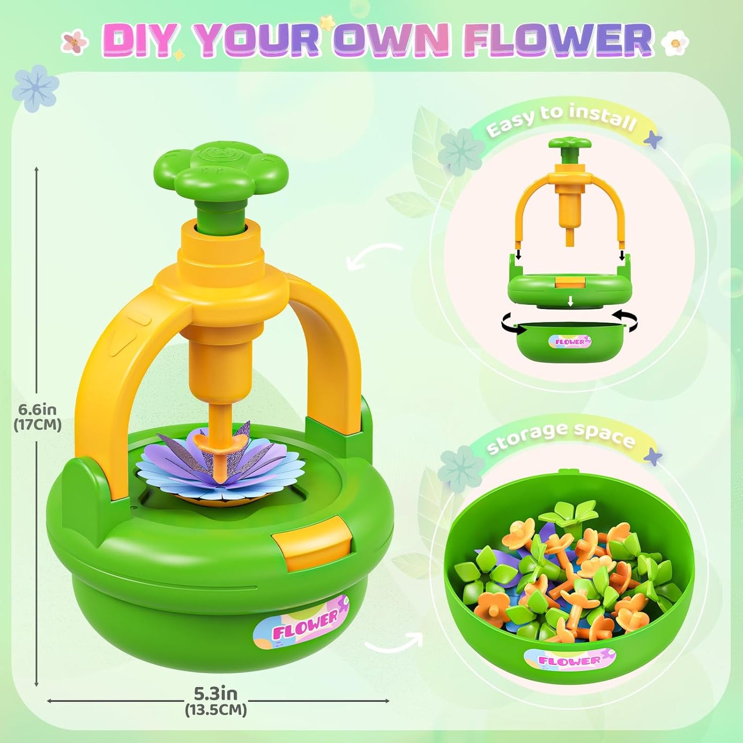 Plunack Flower Bouquets Toys for Kids Age 4-8, Flower Press Kit DIY Flowers Making Craft Kit for 4 5 6 7 Year Old Girls Arts & Crafts Toys Educational Handmade Activity Set, Birthday Gift for Girls 3+