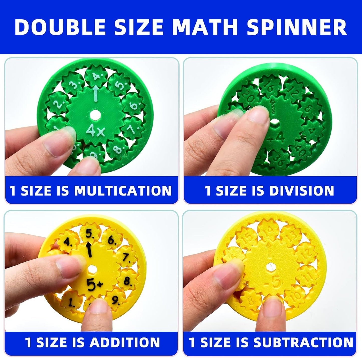Math Fidget Spinners,Funny Educational Math Fact Tools,Math Learning & Education Toys Game,Creative Gift (18 PCS)
