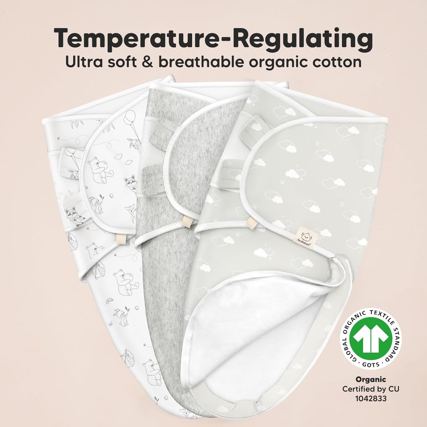 Baby Swaddle Sleep Sacks with Zipper - 3-Pack Swaddles for Newborns 0-3 Months, Infant, Baby Girls, Boys, Soft & Durable Newborn Sleep Sack, Easy Diaper Change Swaddling Blanket (Aspire)