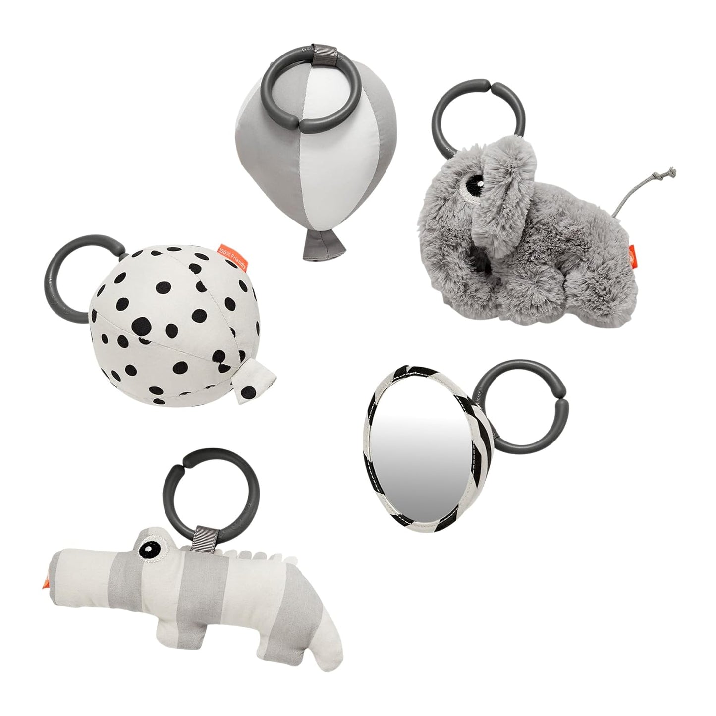 Done by Deer Activity Play Mat Deer Friends Grey - Baby Play Mat with 5 Toys for Sensory Stimulation and Early Development - Hang The Toys in 13 Different Positions on The Arches