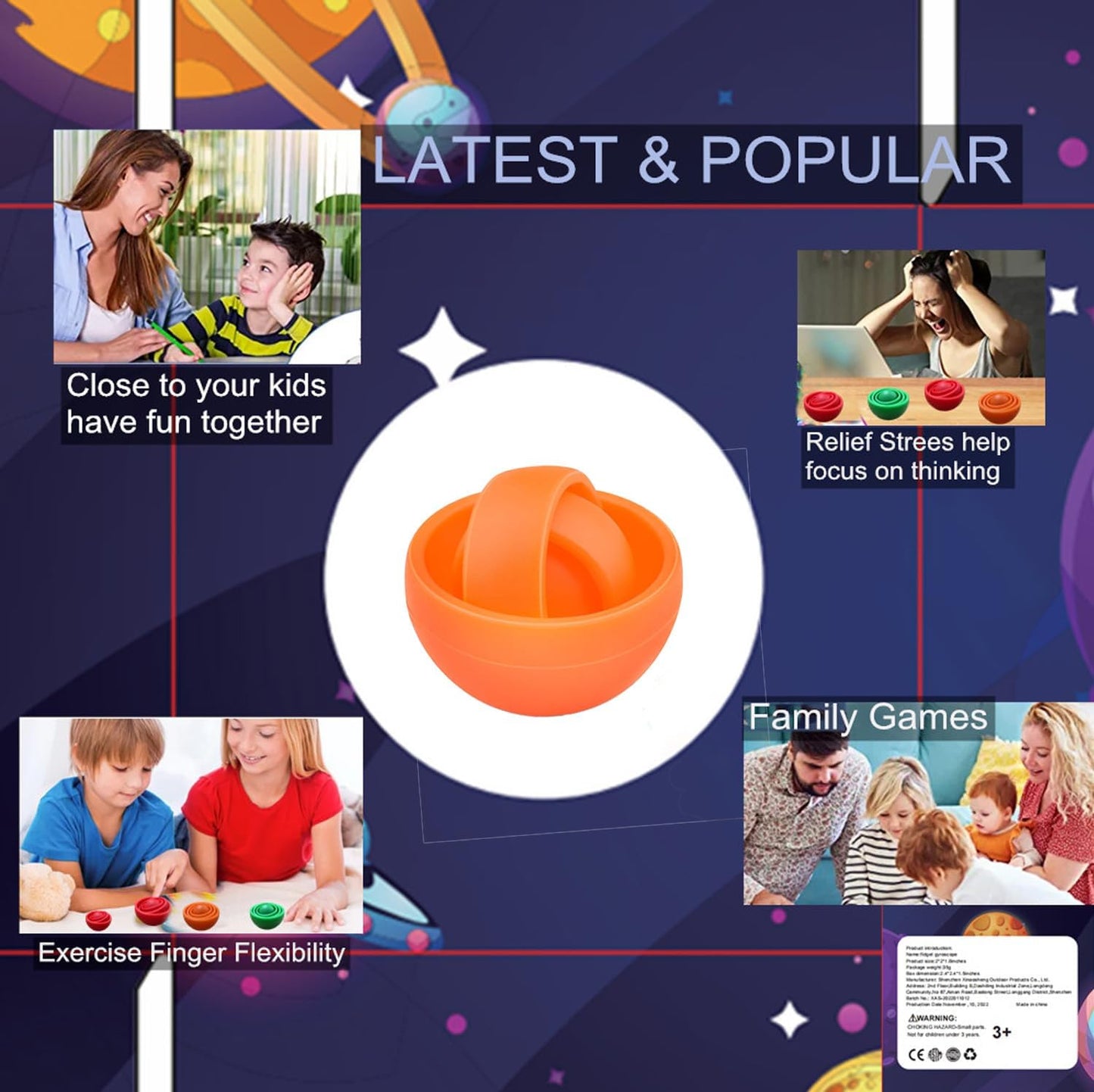 Fidget Toys, 3D Teen Boys Fidgets Spinners, Relief Stress and Exercise Fingers Hand Ball Fidgets Gyroscope, Best Gifts for Boys, Girls, Adult Birthday Games