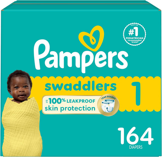Pampers Baby Diapers - Swaddlers - Size 1, 164 Count, Ultra Absorbent Disposable Infant Diaper